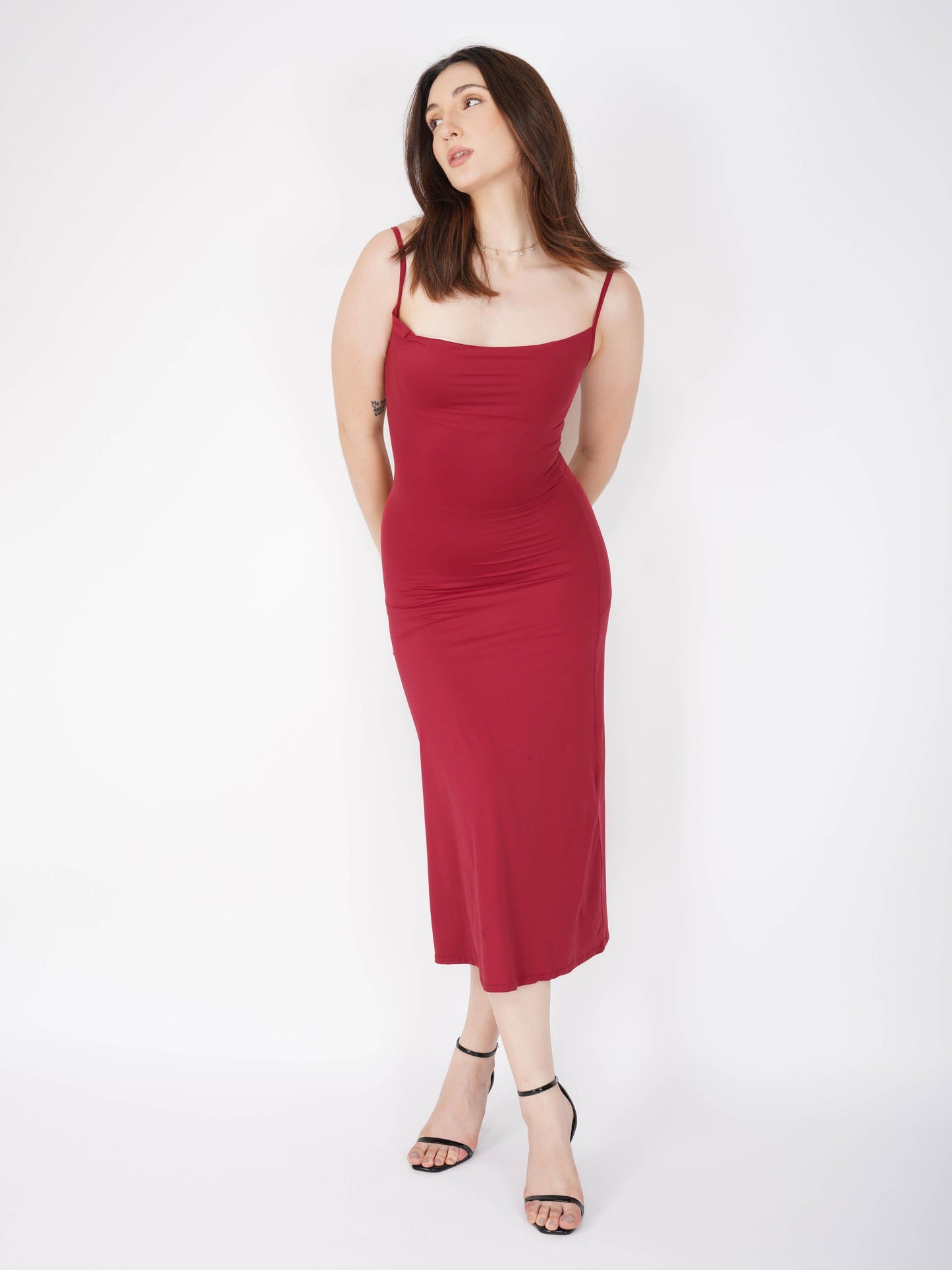 Red Cowl Neck Dress - Glow Dress (Cherry)