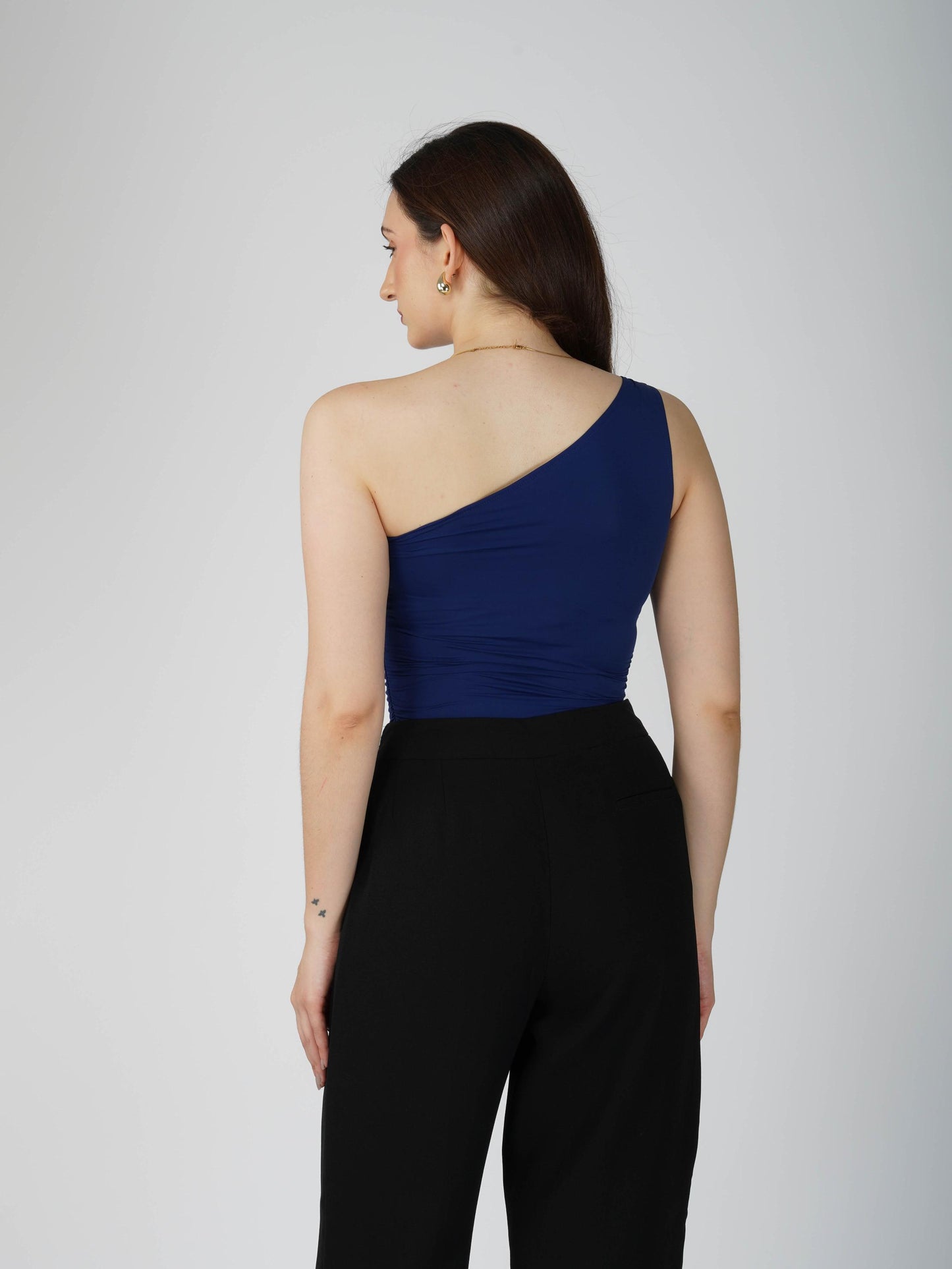 Blue One Shoulder Bodysuit - Halo Bodysuit (Navy)