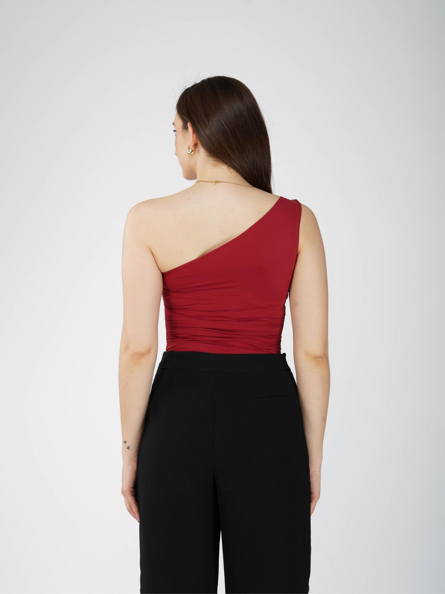 Red One Shoulder Bodysuit - Halo Bodysuit (Cherry)