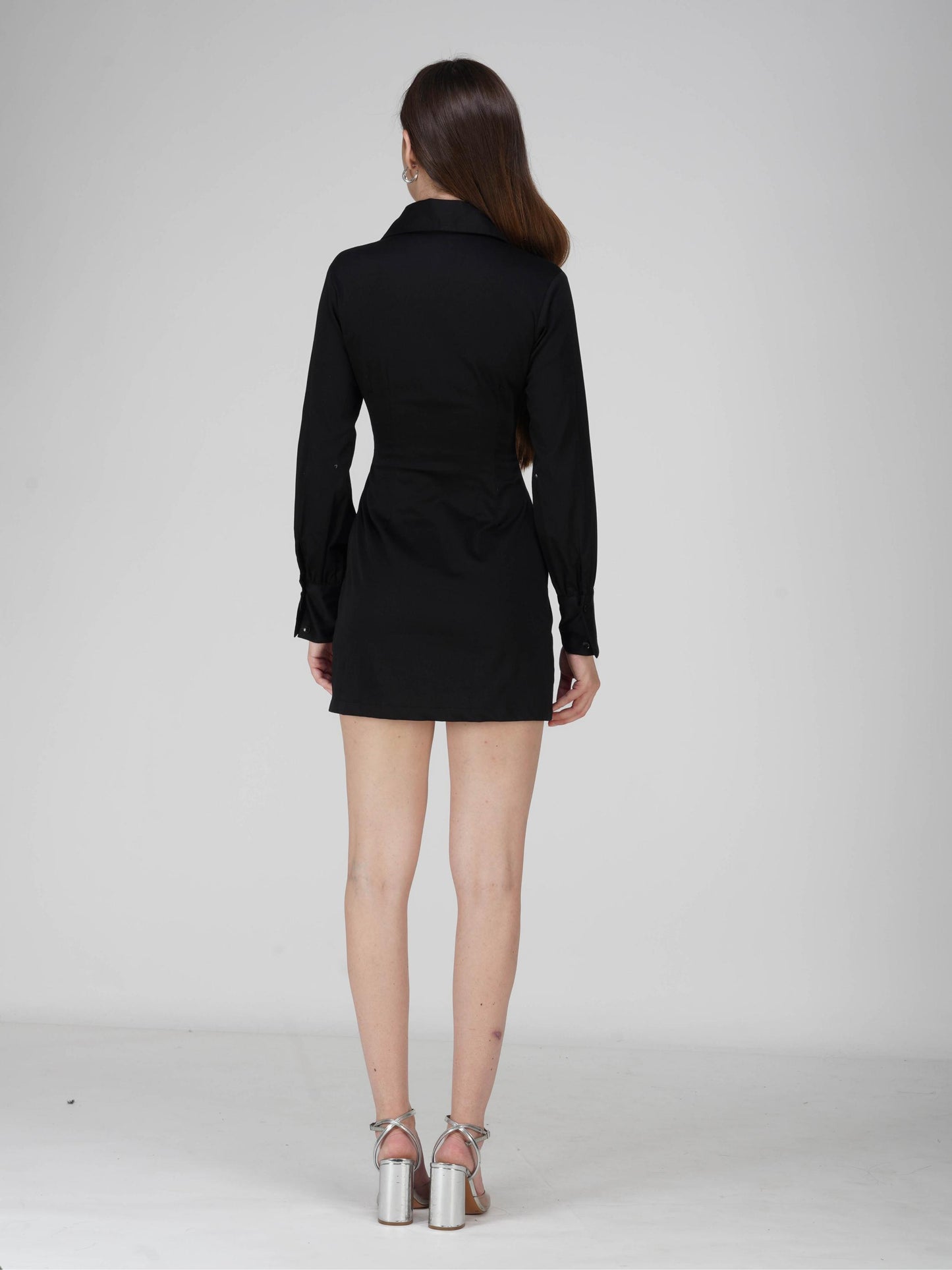 Black Corset Illusion Shirt Dress - Vivid Dress (Onyx)
