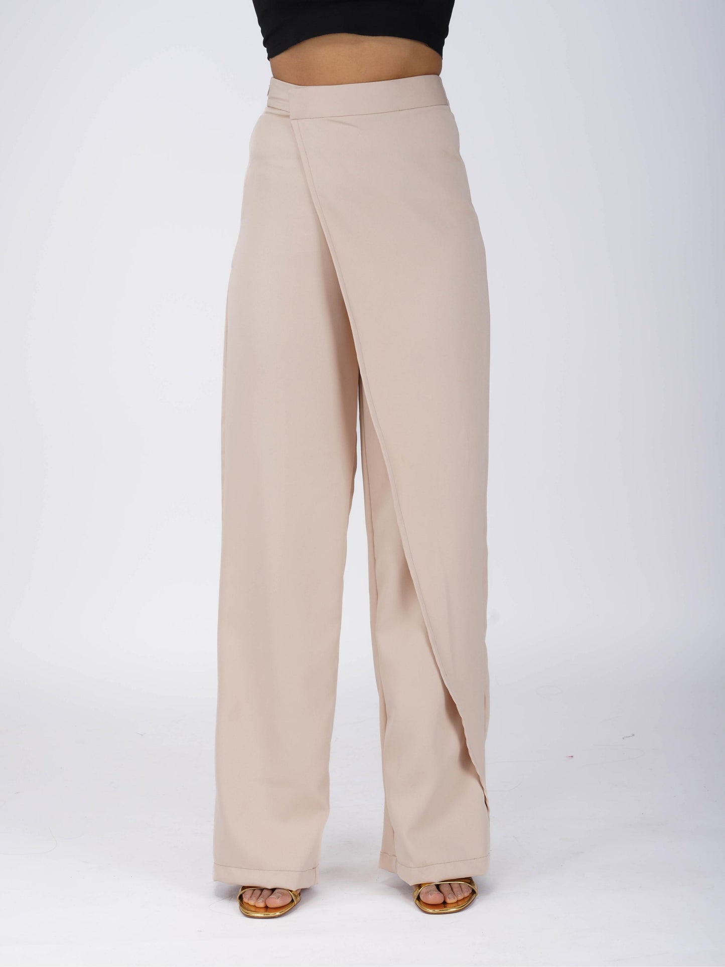 Beige Overlap Pants - Wave Pants (Sand)