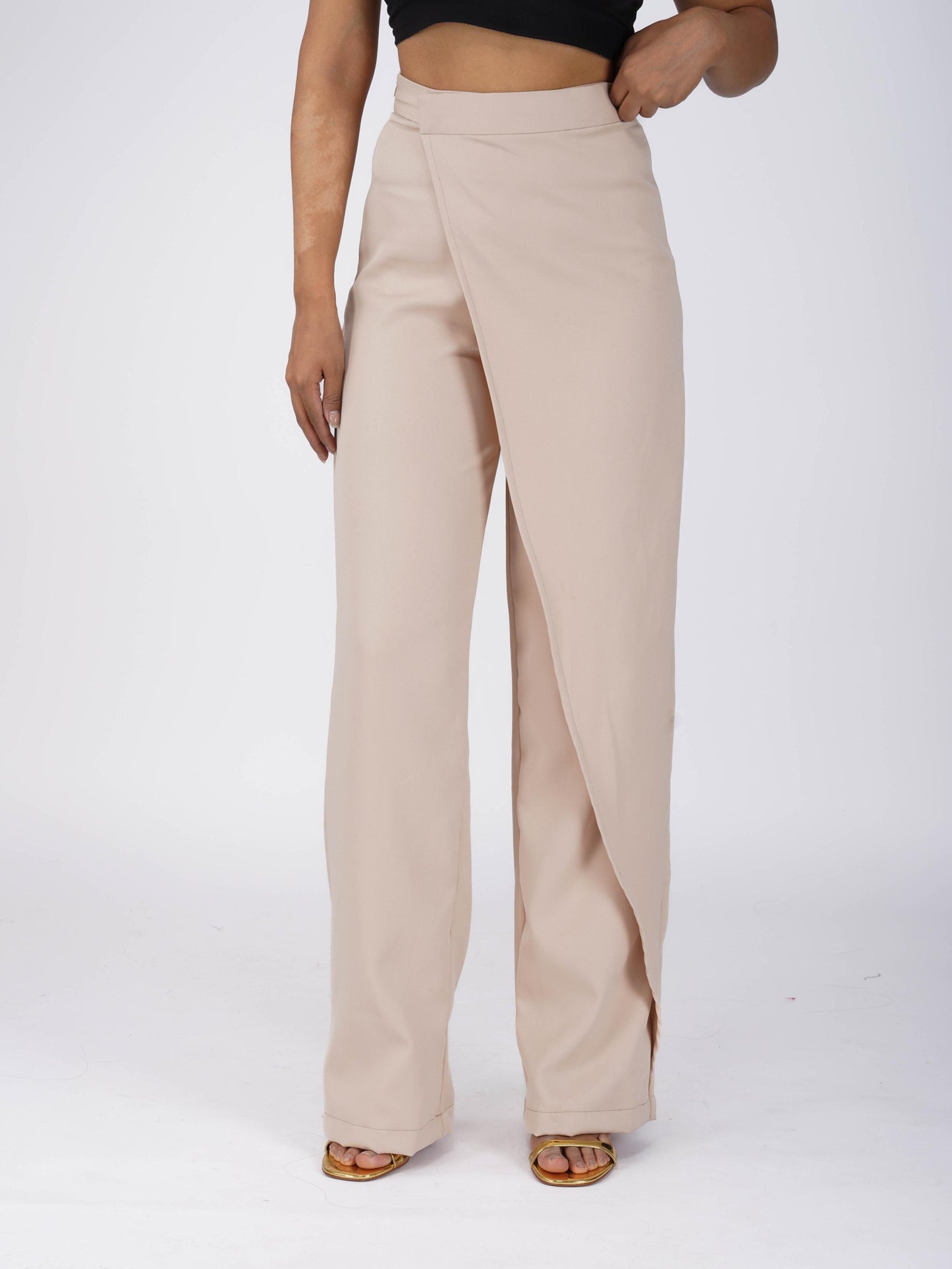 Beige Overlap Pants - Wave Pants (Sand)