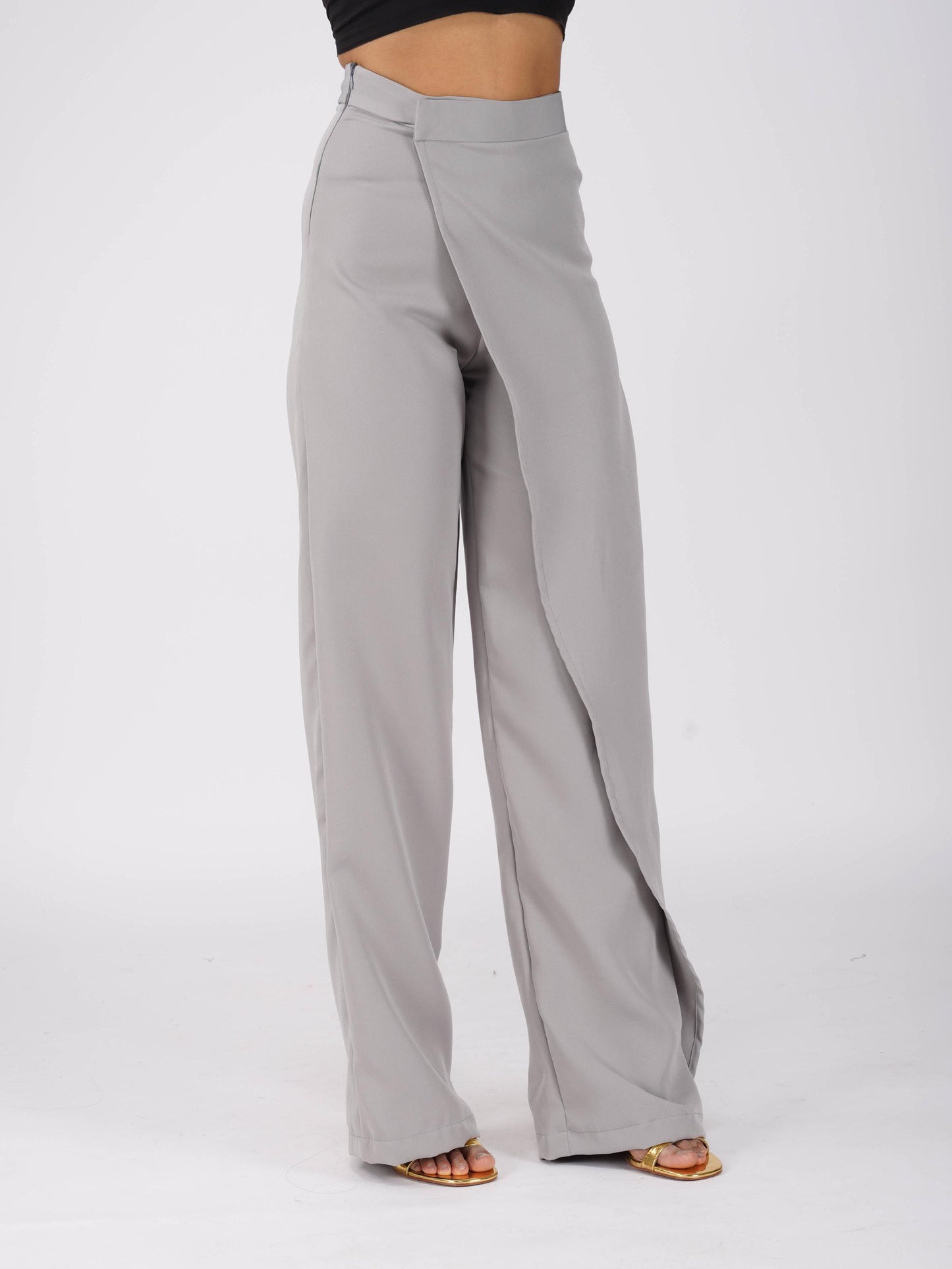 Grey Overlap Pants - Wave Pants (Ash)