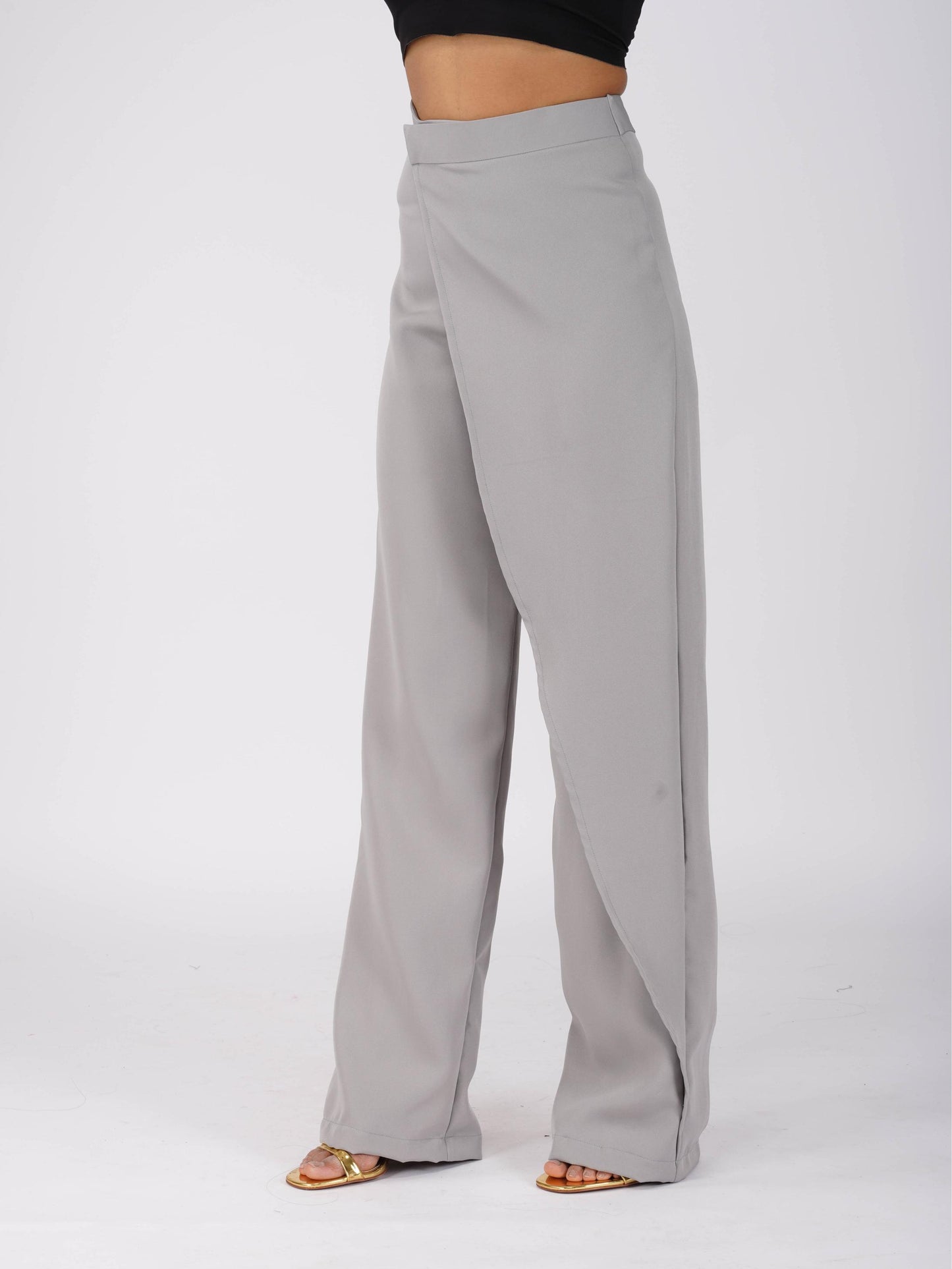 Grey Overlap Pants - Wave Pants (Ash)