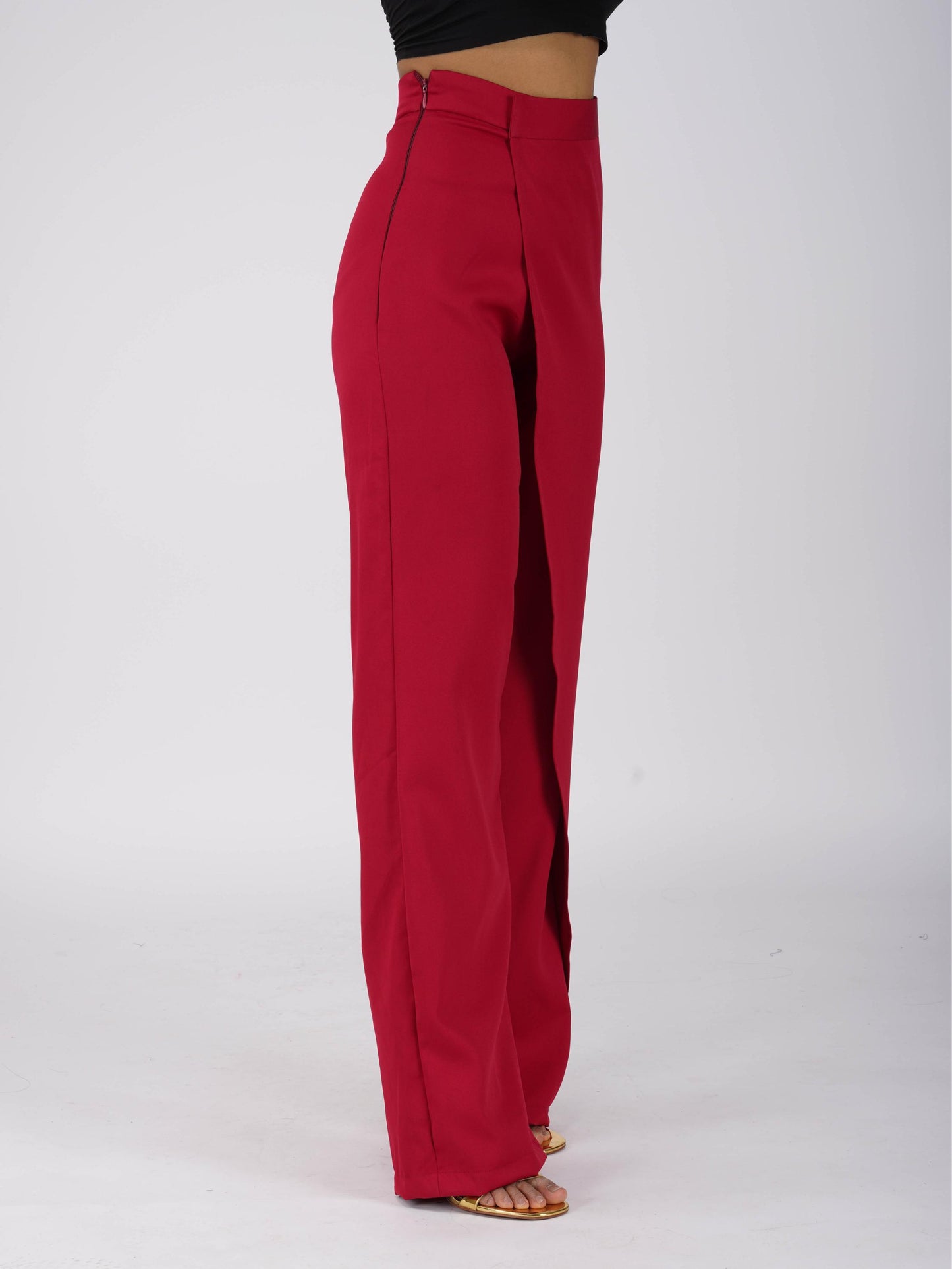Red Overlap Pants - Wave Pants (Cherry)