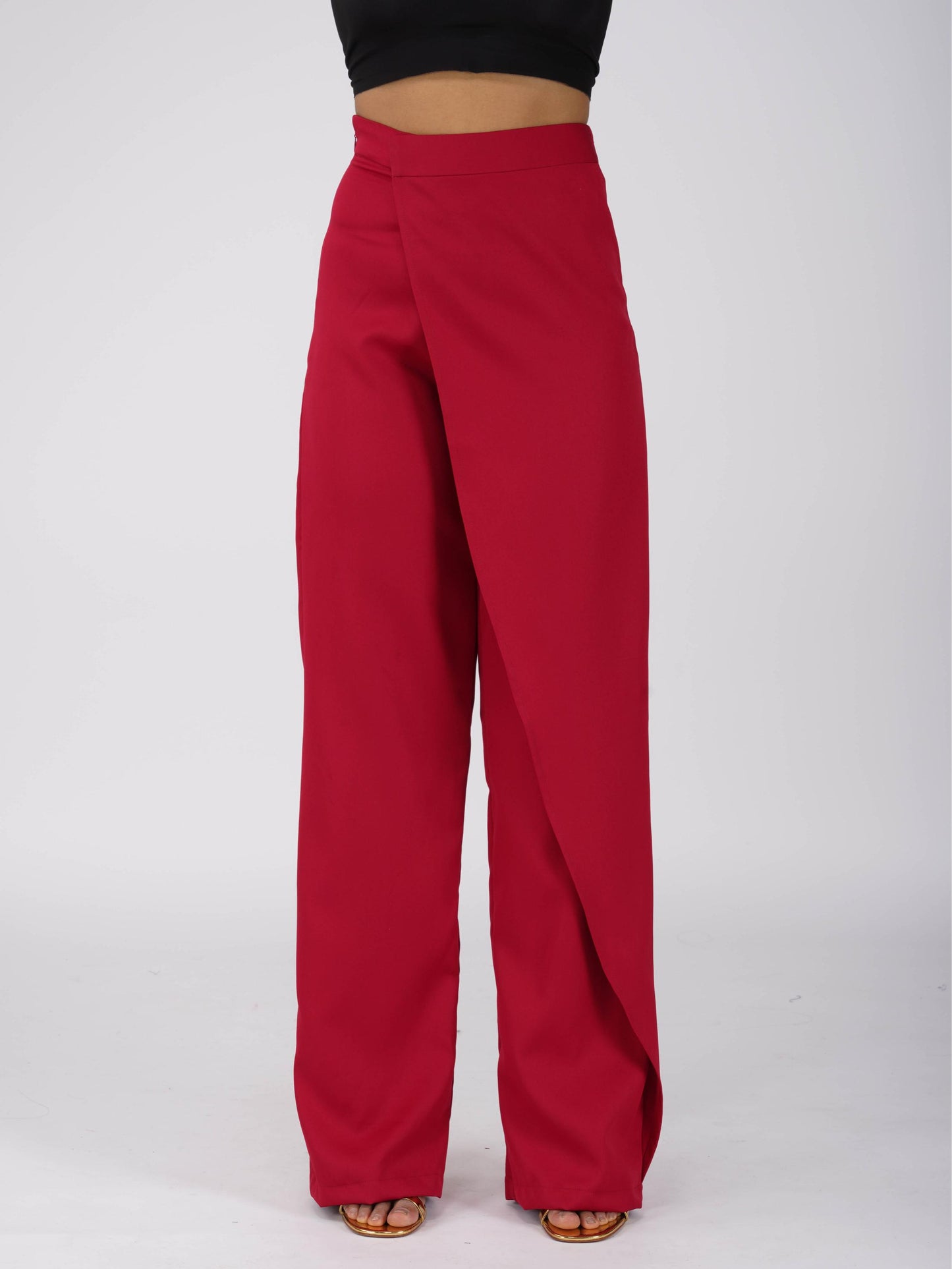 Red Overlap Pants - Wave Pants (Cherry)