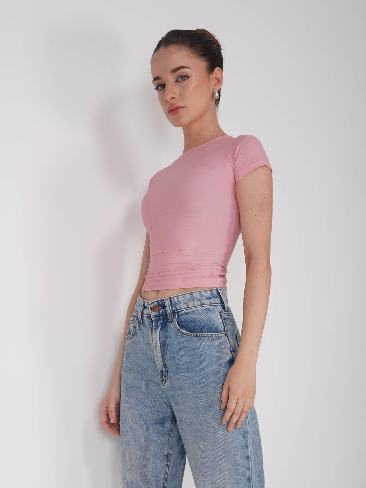 Pink Double Layered Fitted Tee - Drift Tee (Flamingo)