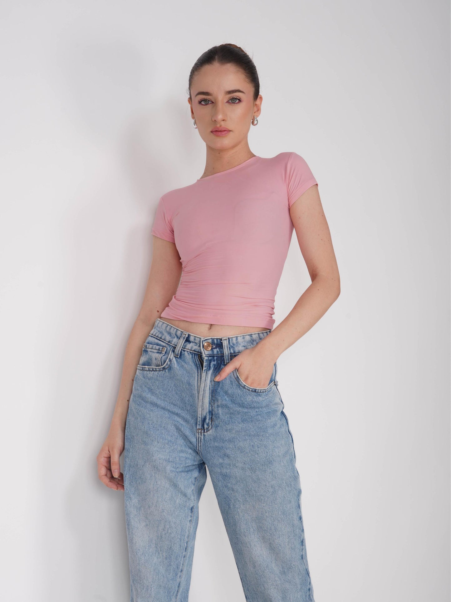 Pink Double Layered Fitted Tee - Drift Tee (Flamingo)