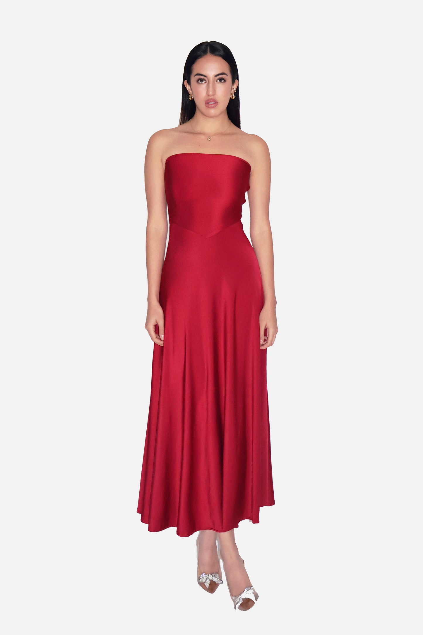 Red Flare Tube Dress - Flow Dress (Cherry)