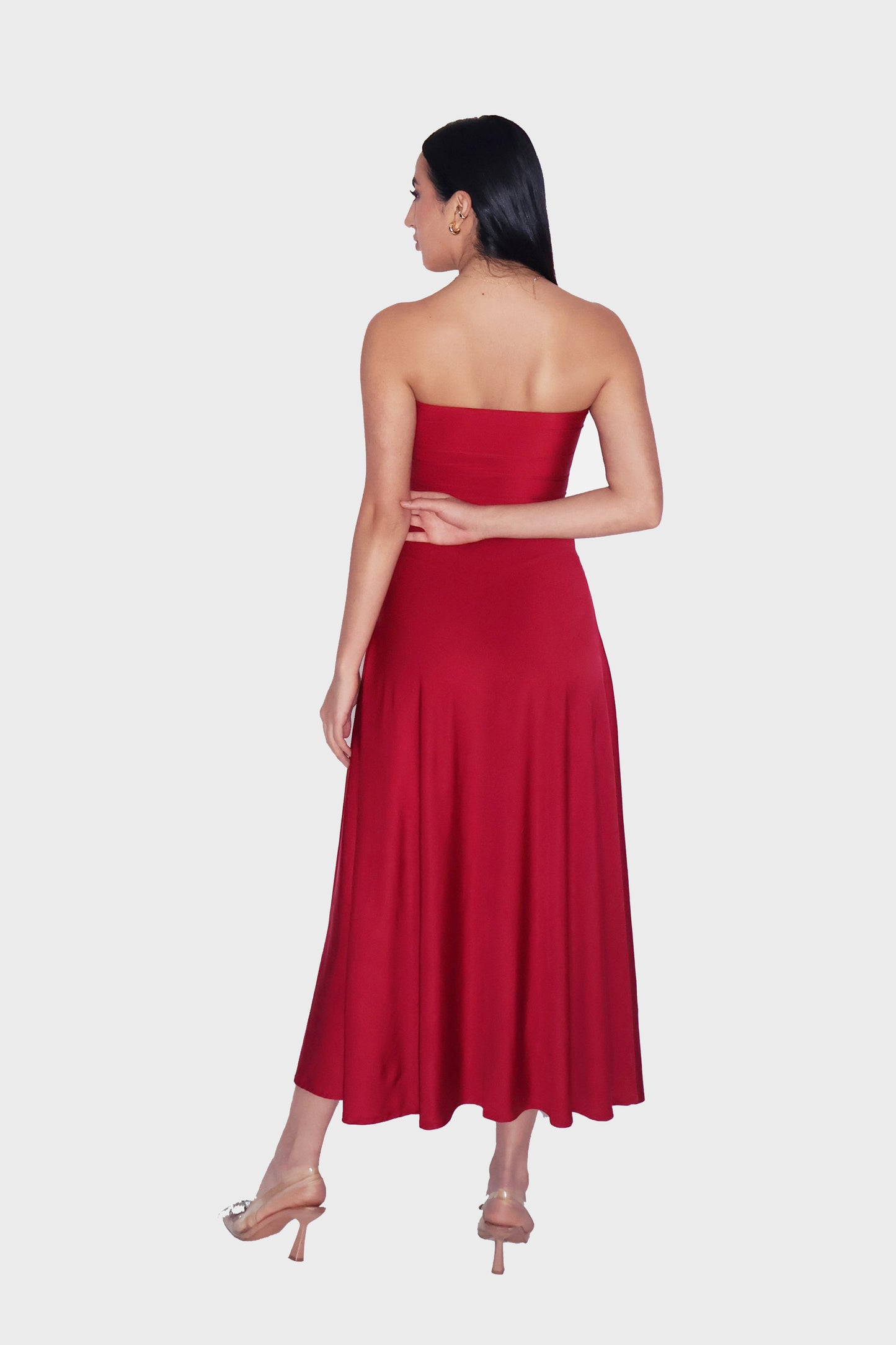Red Flare Tube Dress - Flow Dress (Cherry)