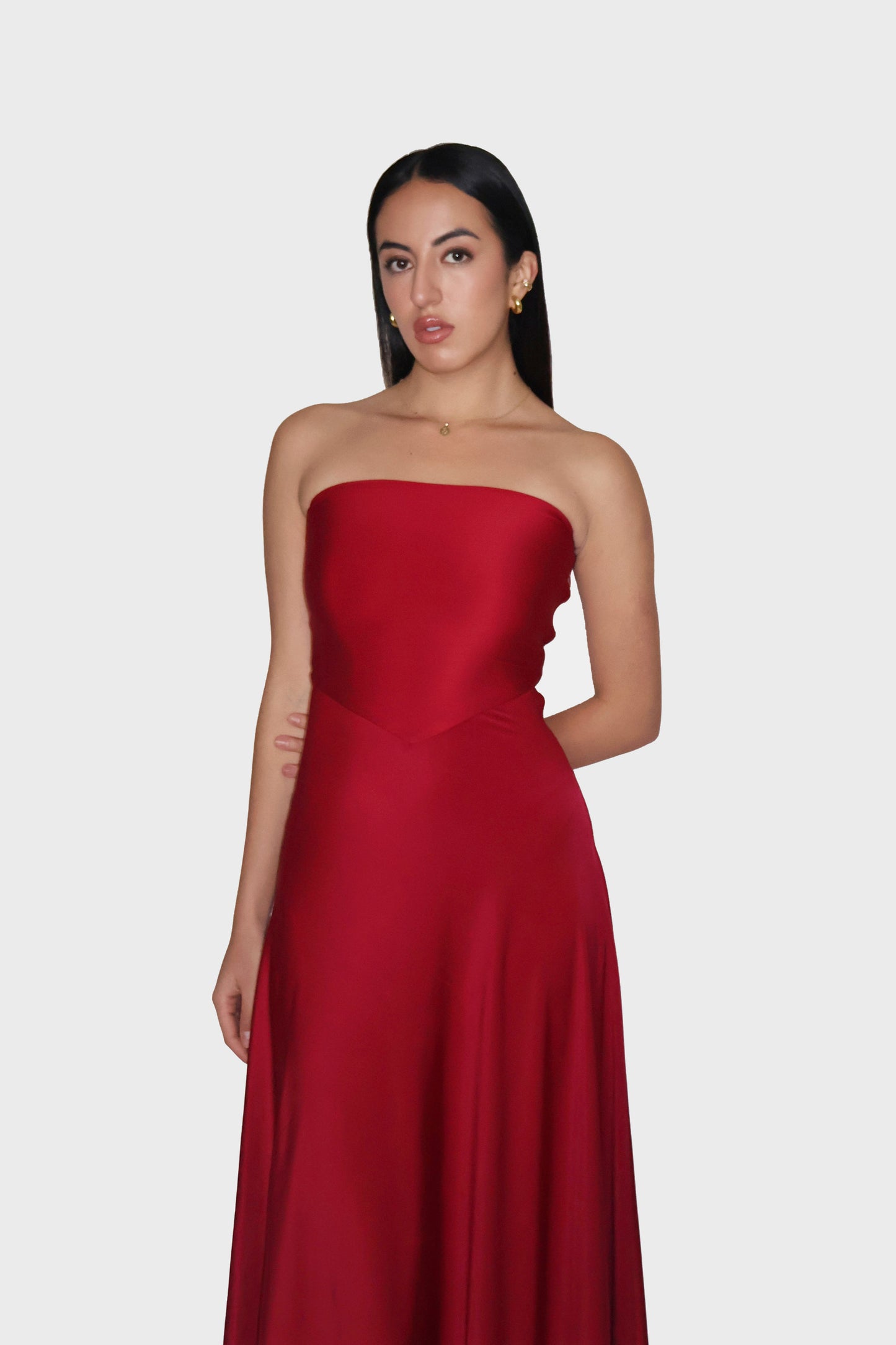 Red Flare Tube Dress - Flow Dress (Cherry)