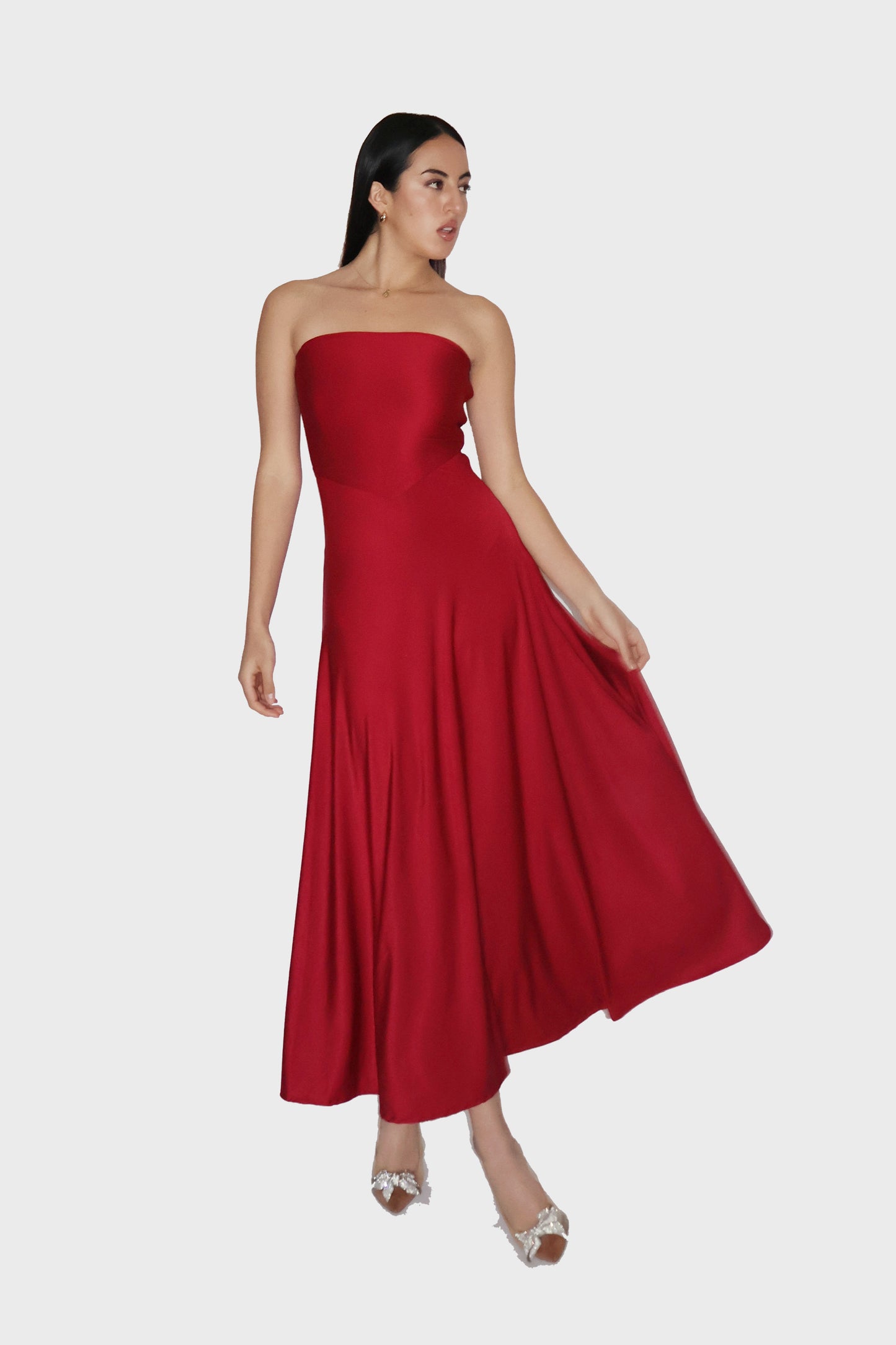 Red Flare Tube Dress - Flow Dress (Cherry)