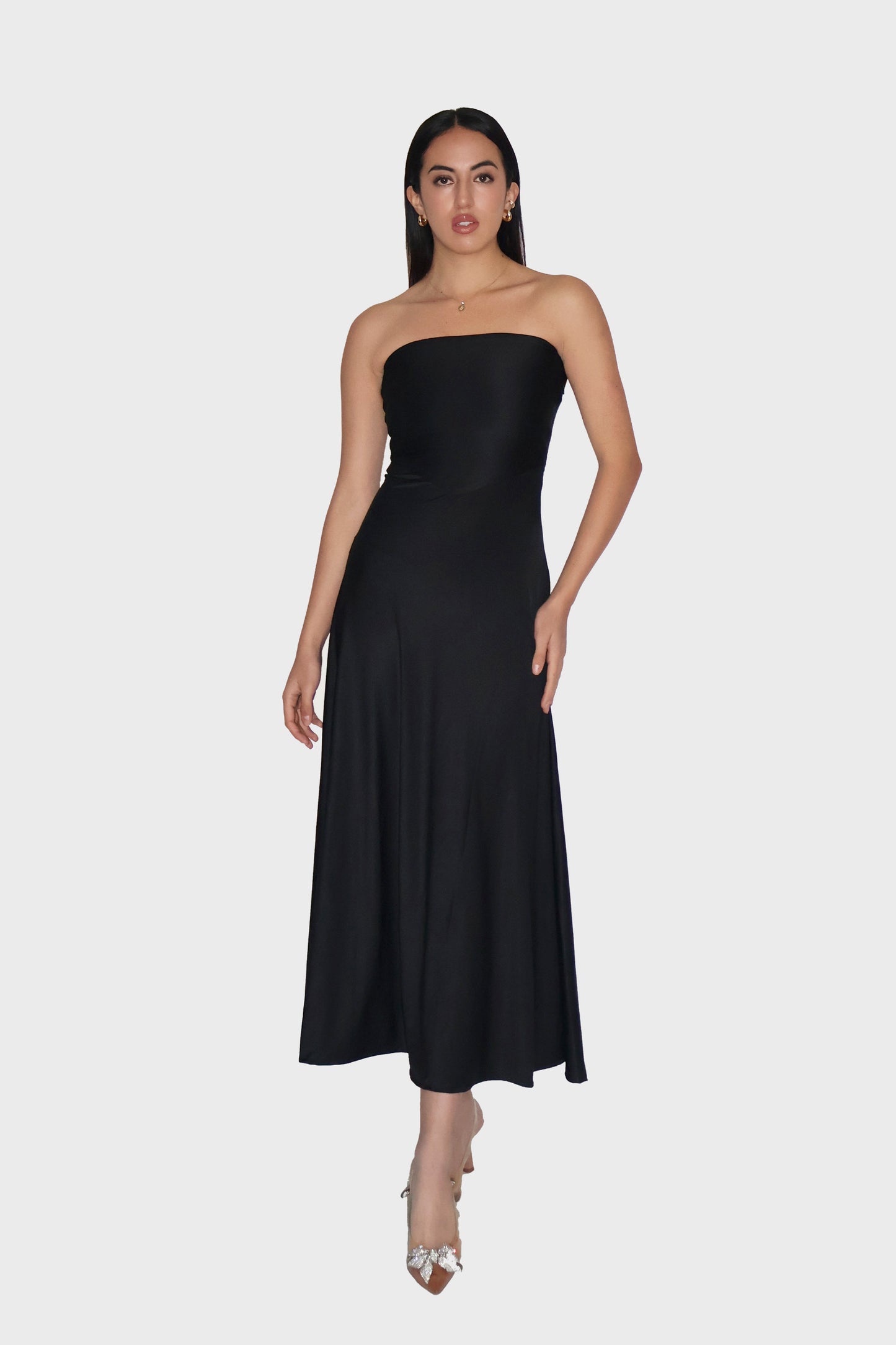 Black Flare Tube Dress - Flow Dress (Onyx)