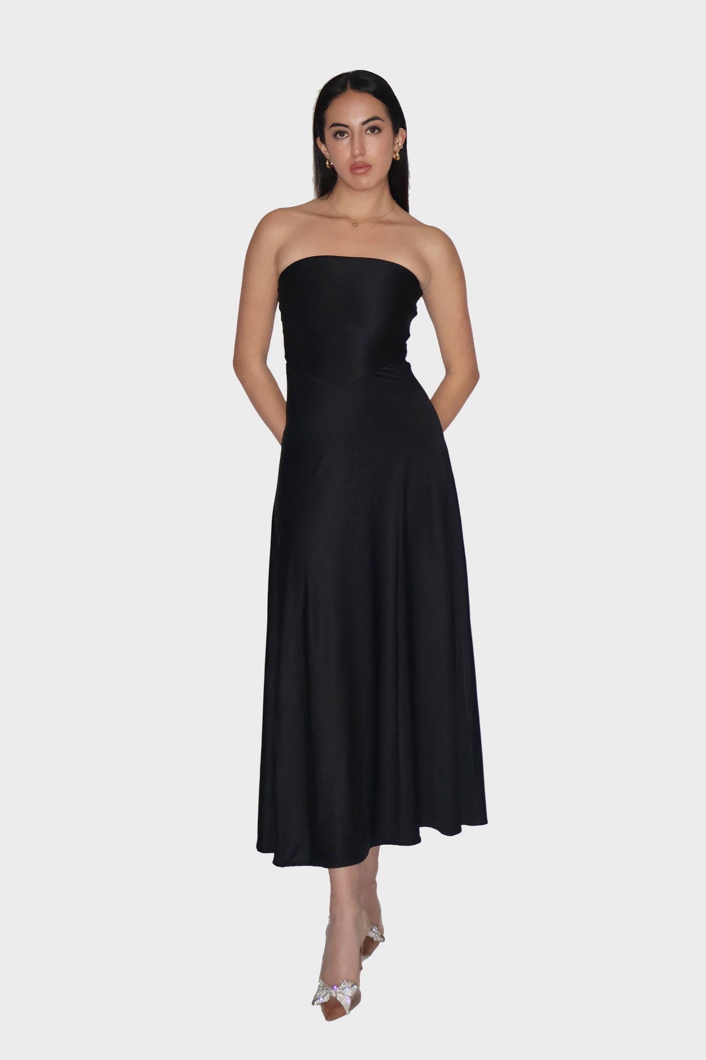 Black Flare Tube Dress - Flow Dress (Onyx)