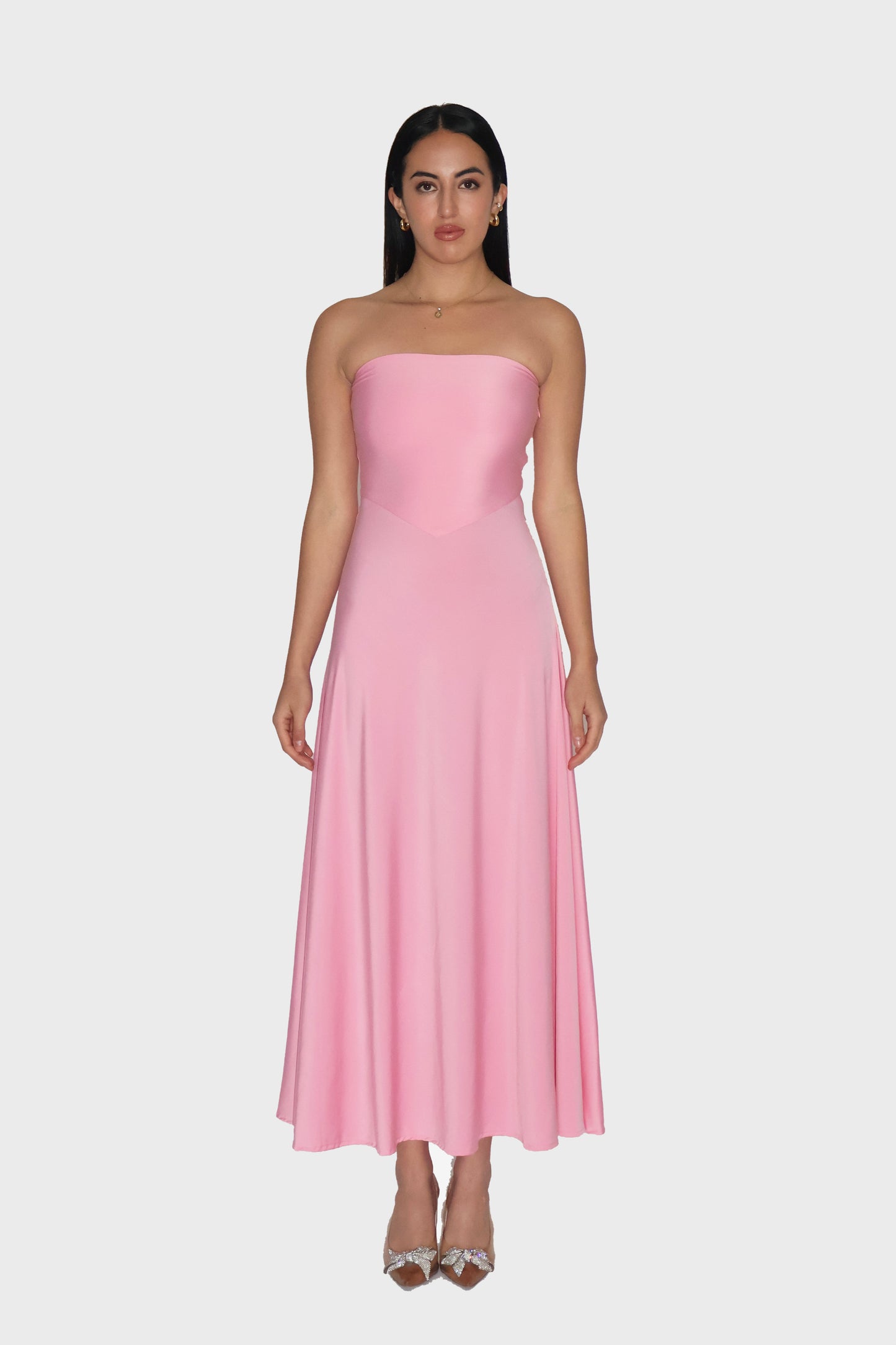 Pink Flare Tube Dress - Flow Dress (Flamingo)