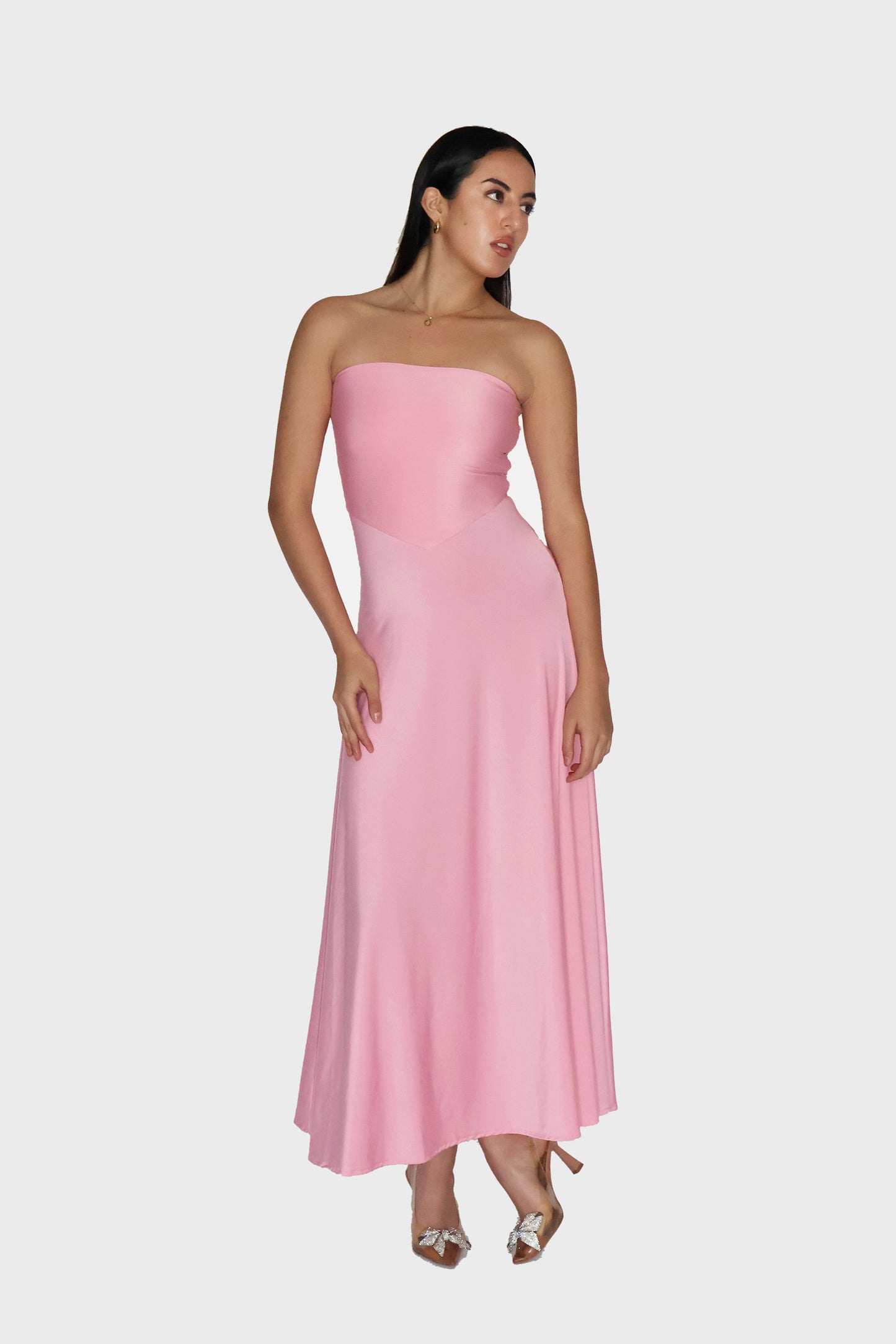 Pink Flare Tube Dress - Flow Dress (Flamingo)