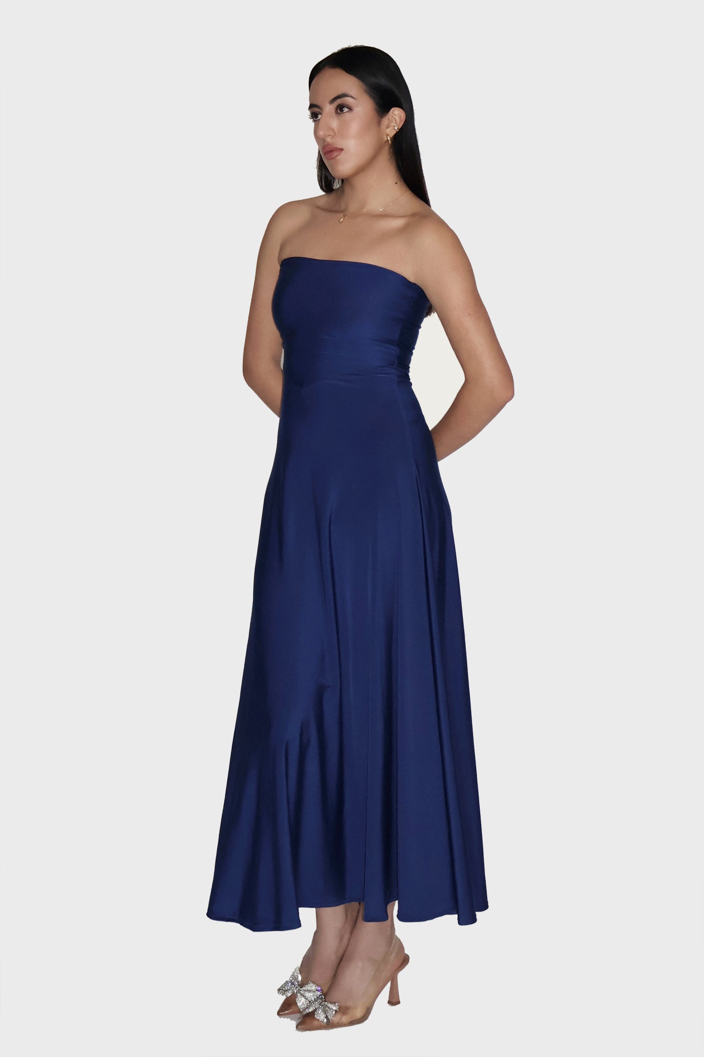 Blue Flare Tube Dress - Flow Dress (Navy)