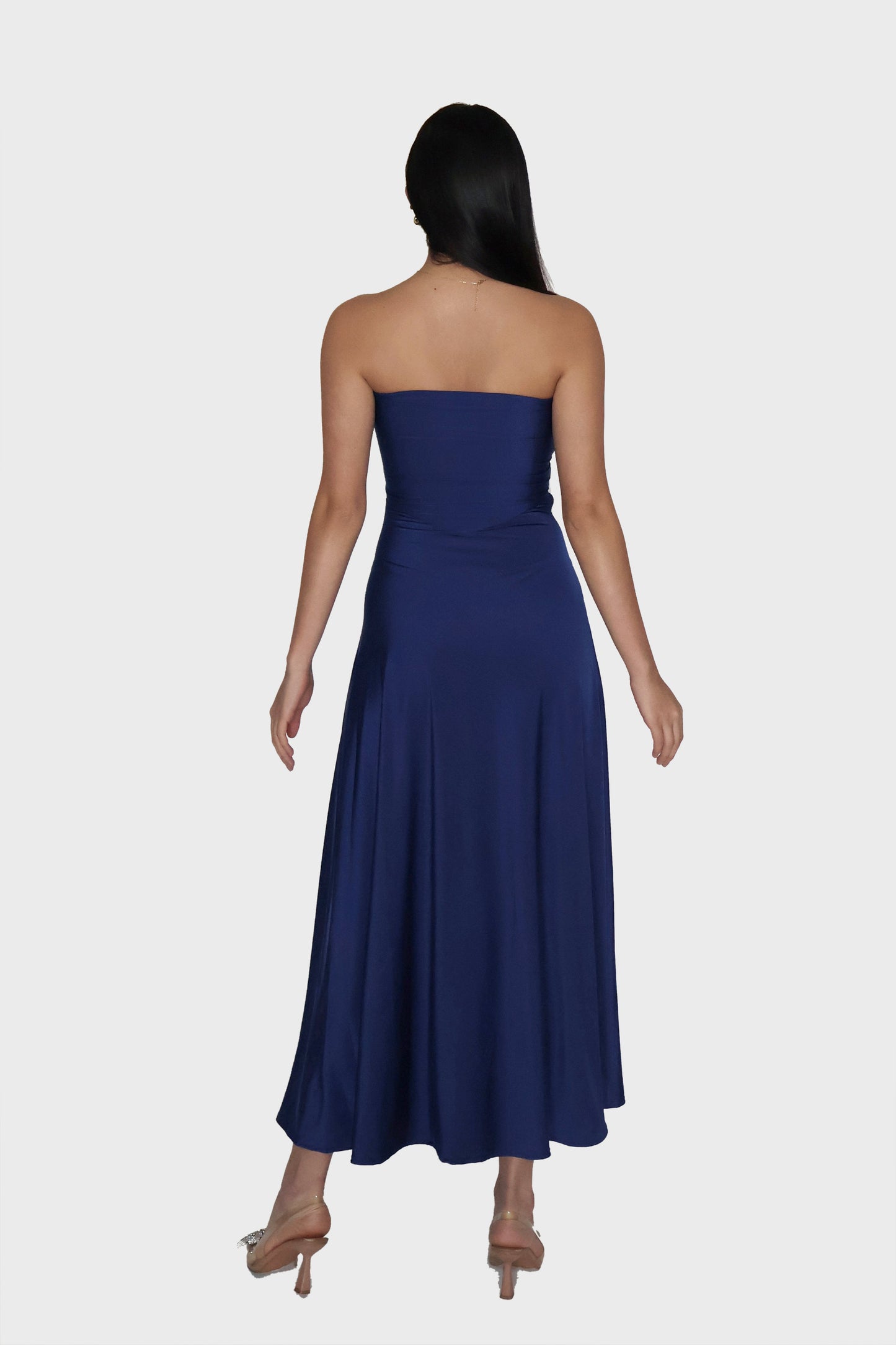 Blue Flare Tube Dress - Flow Dress (Navy)