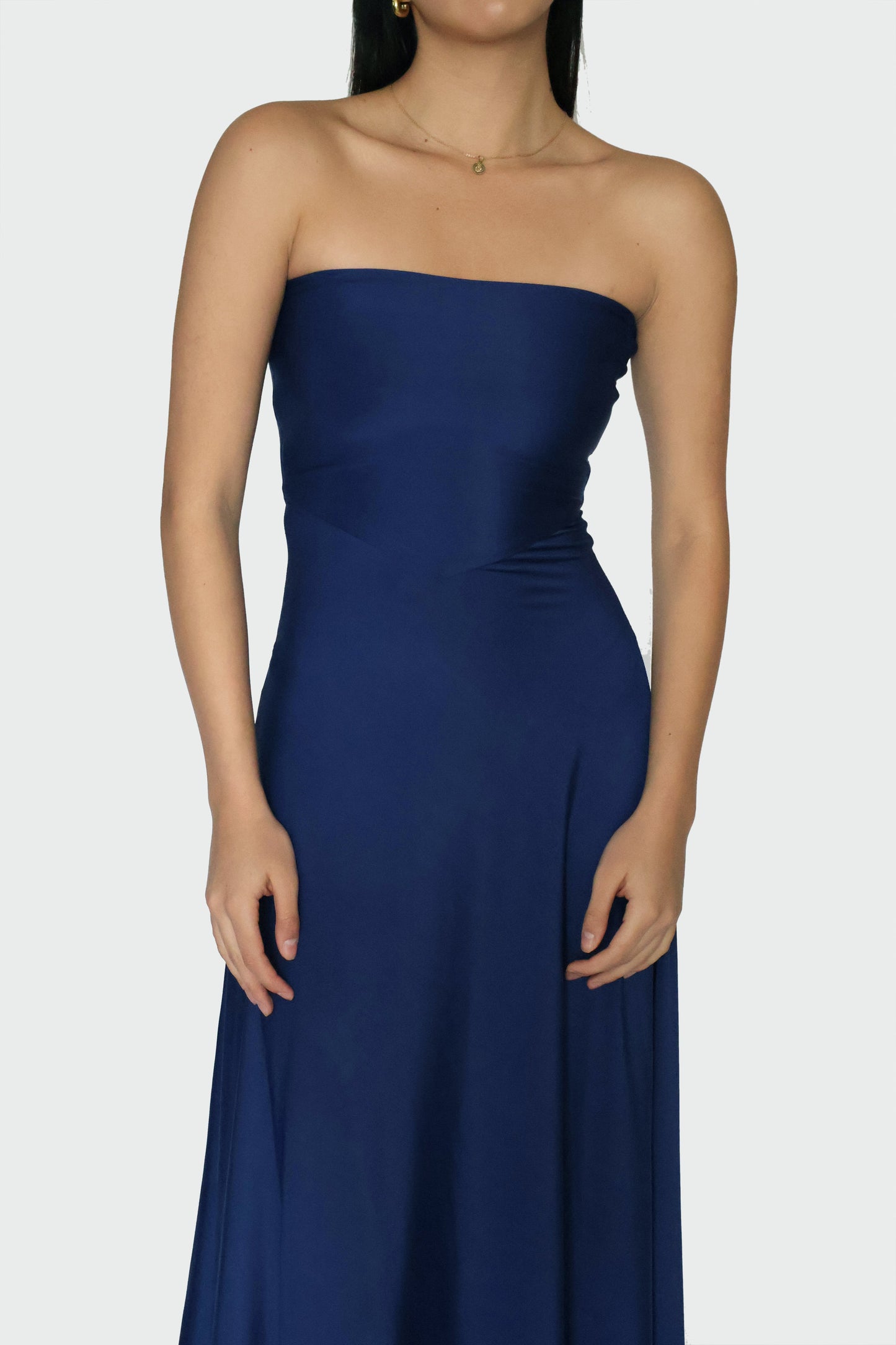 Blue Flare Tube Dress - Flow Dress (Navy)