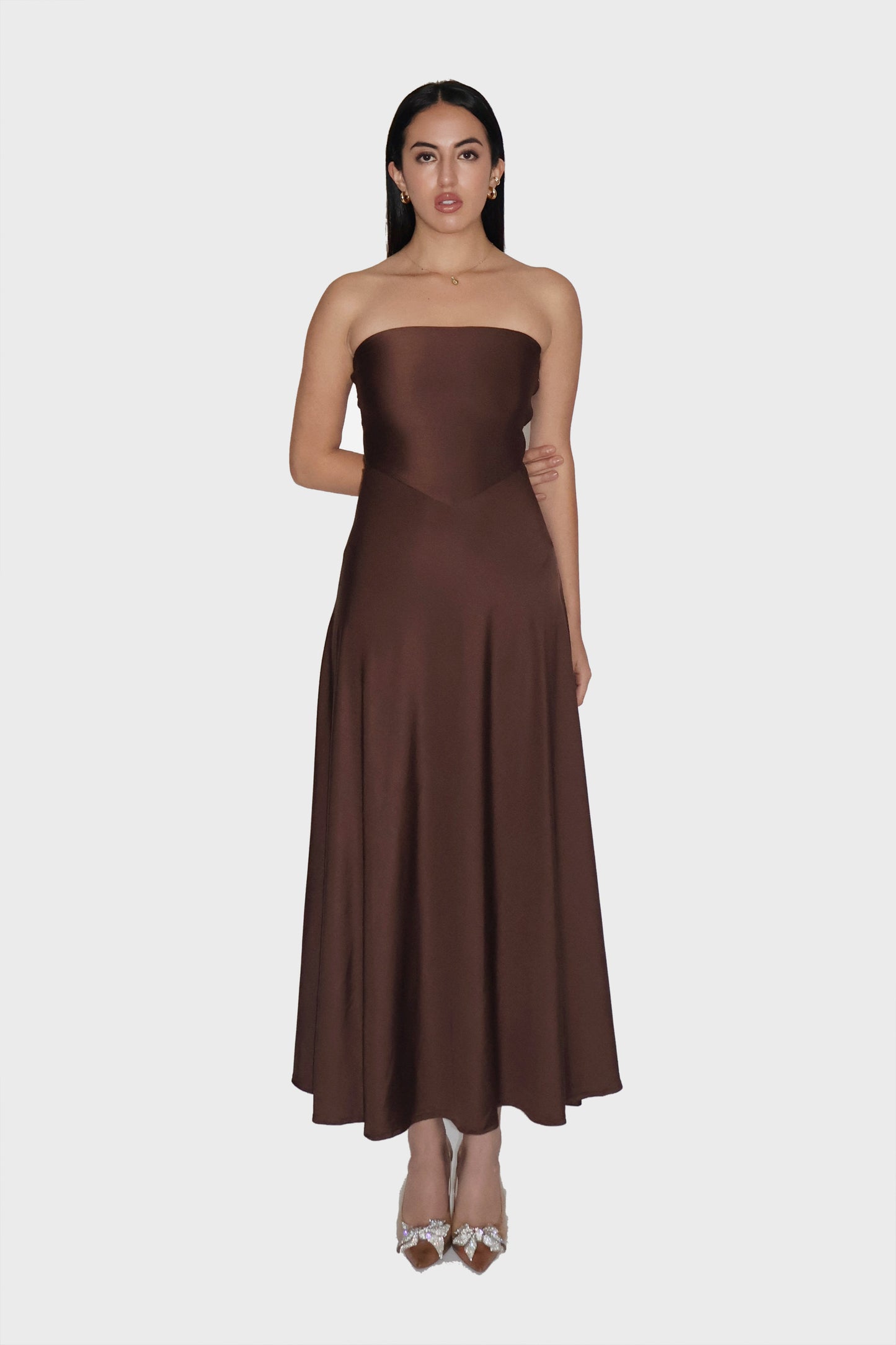 Brown Flare Tube Dress - Flow Dress (Coco)