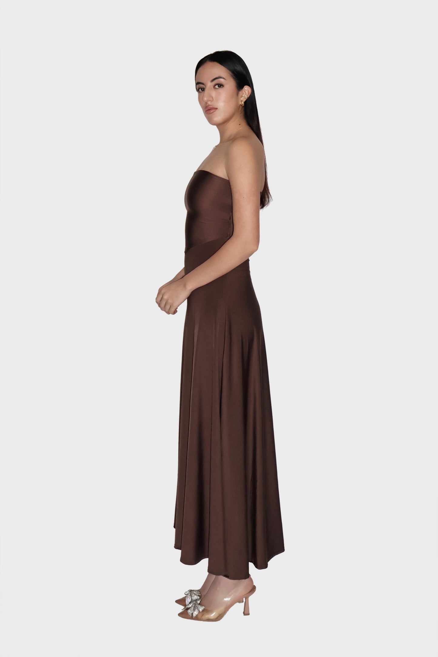 Brown Flare Tube Dress - Flow Dress (Coco)