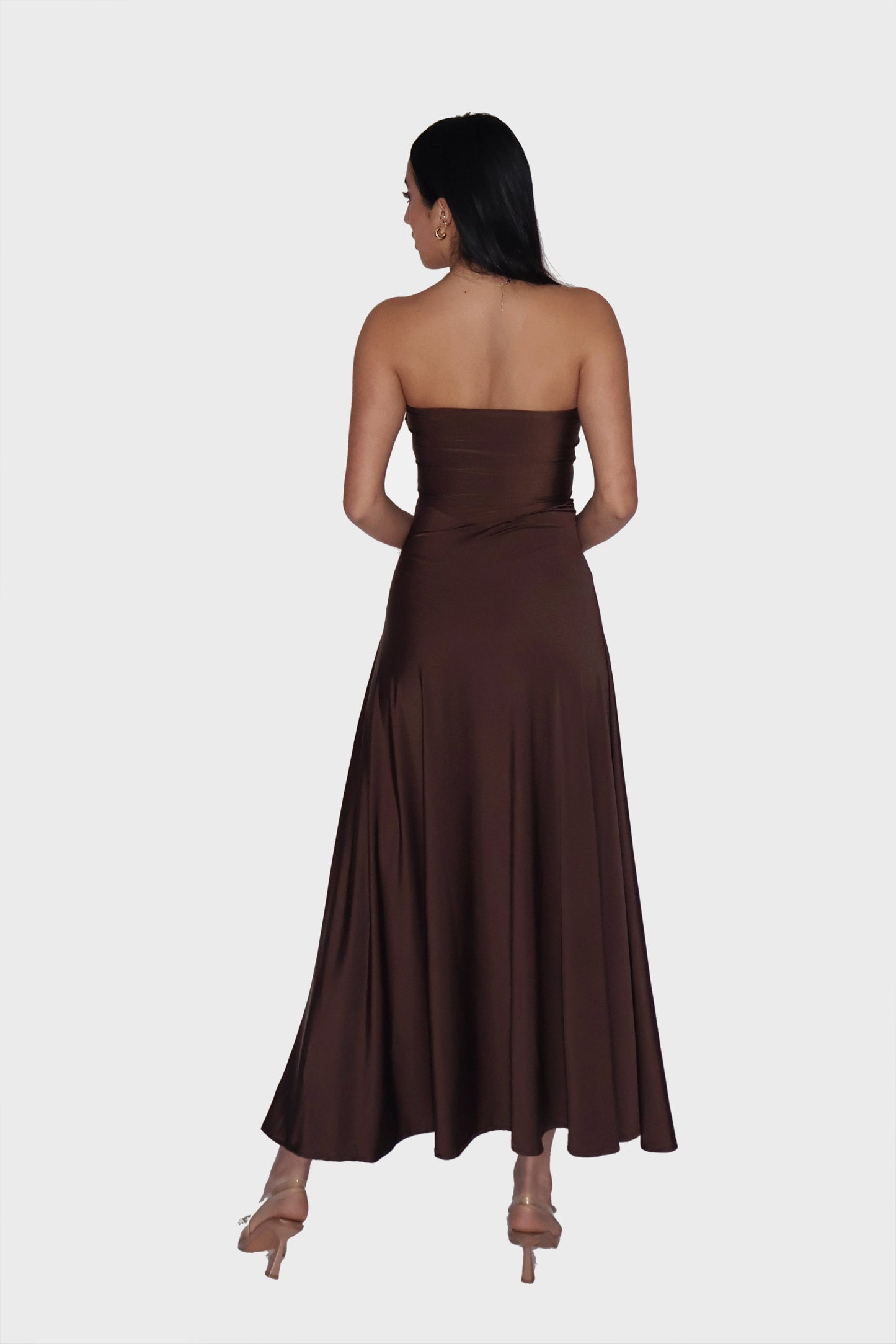 Brown Flare Tube Dress - Flow Dress (Coco)
