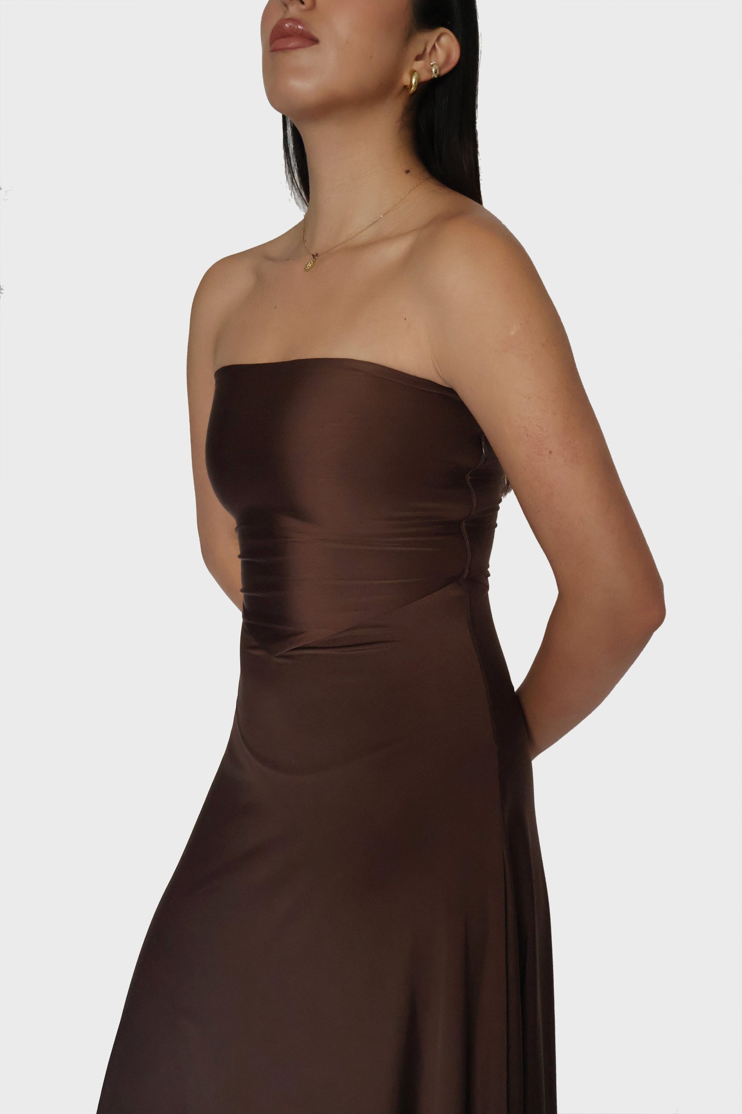 Brown Flare Tube Dress - Flow Dress (Coco)