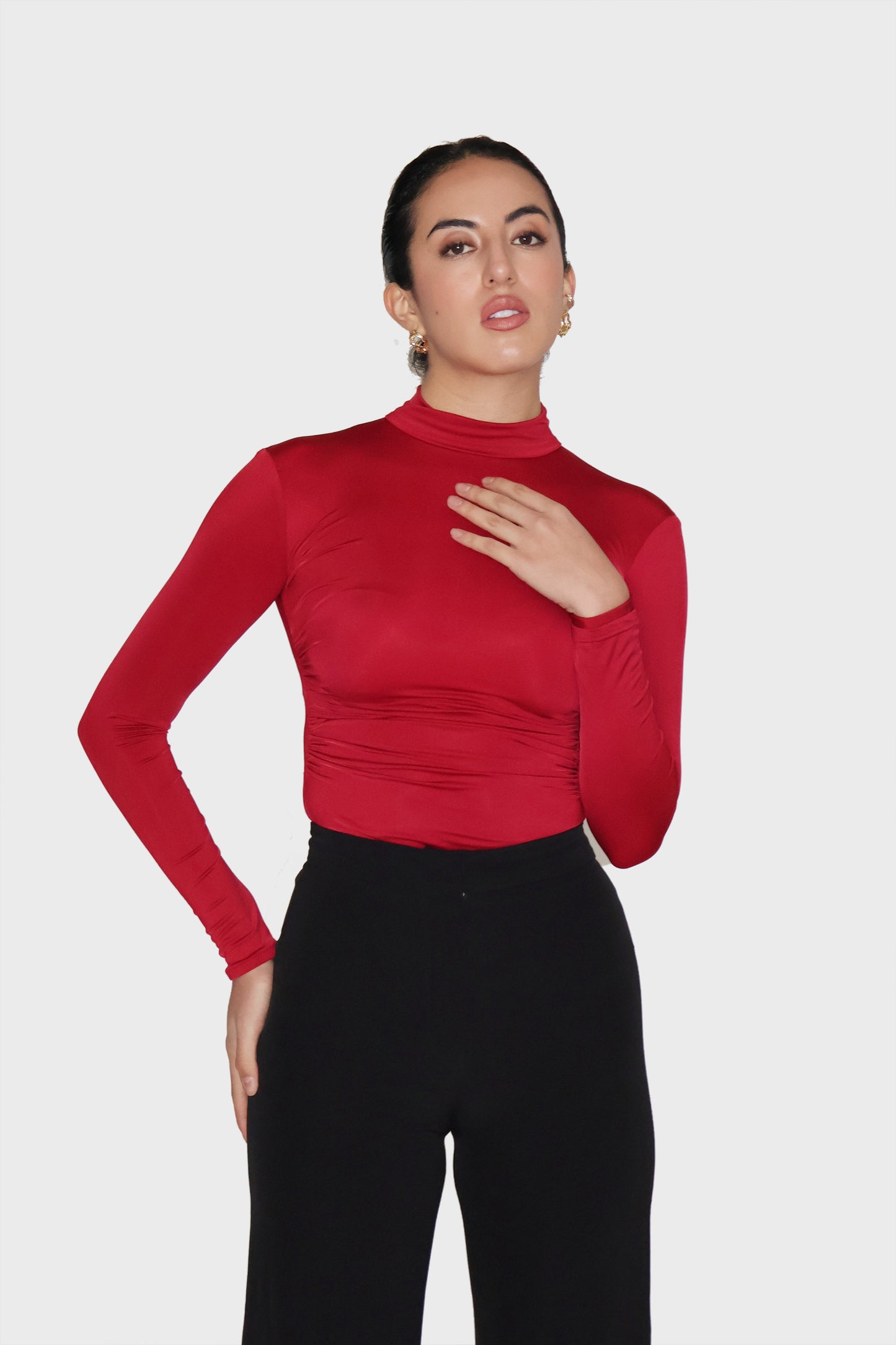 Red Turtleneck Bodysuit - Birch Bodysuit (Cherry)