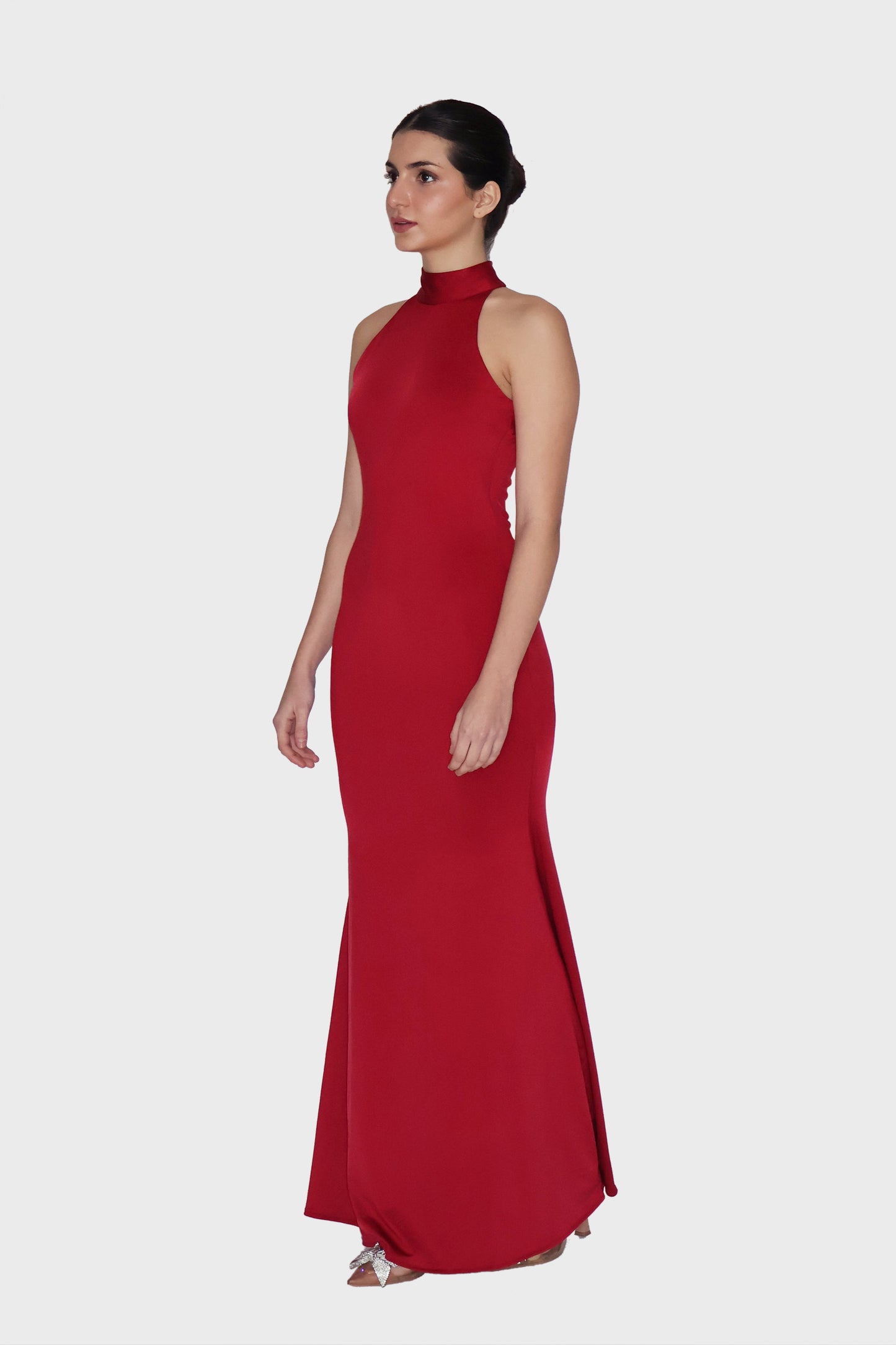 Red Halter Neck Maxi Dress - Ether Dress (Cherry)