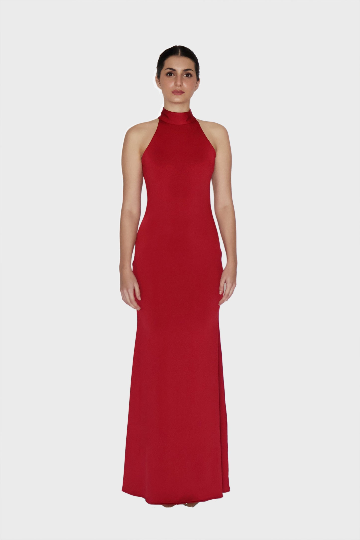 Red Halter Neck Maxi Dress - Ether Dress (Cherry)