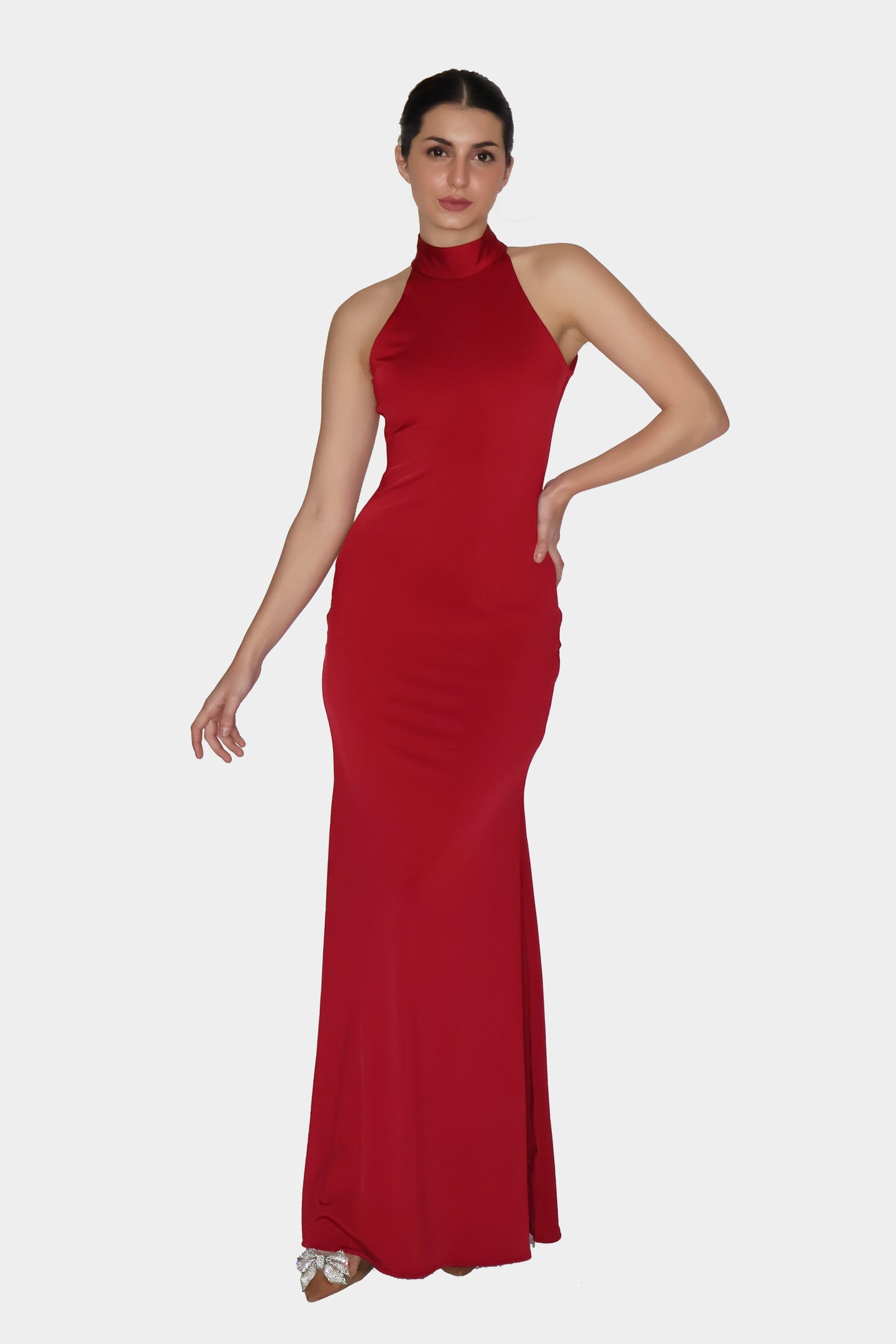 Red Halter Neck Maxi Dress - Ether Dress (Cherry)