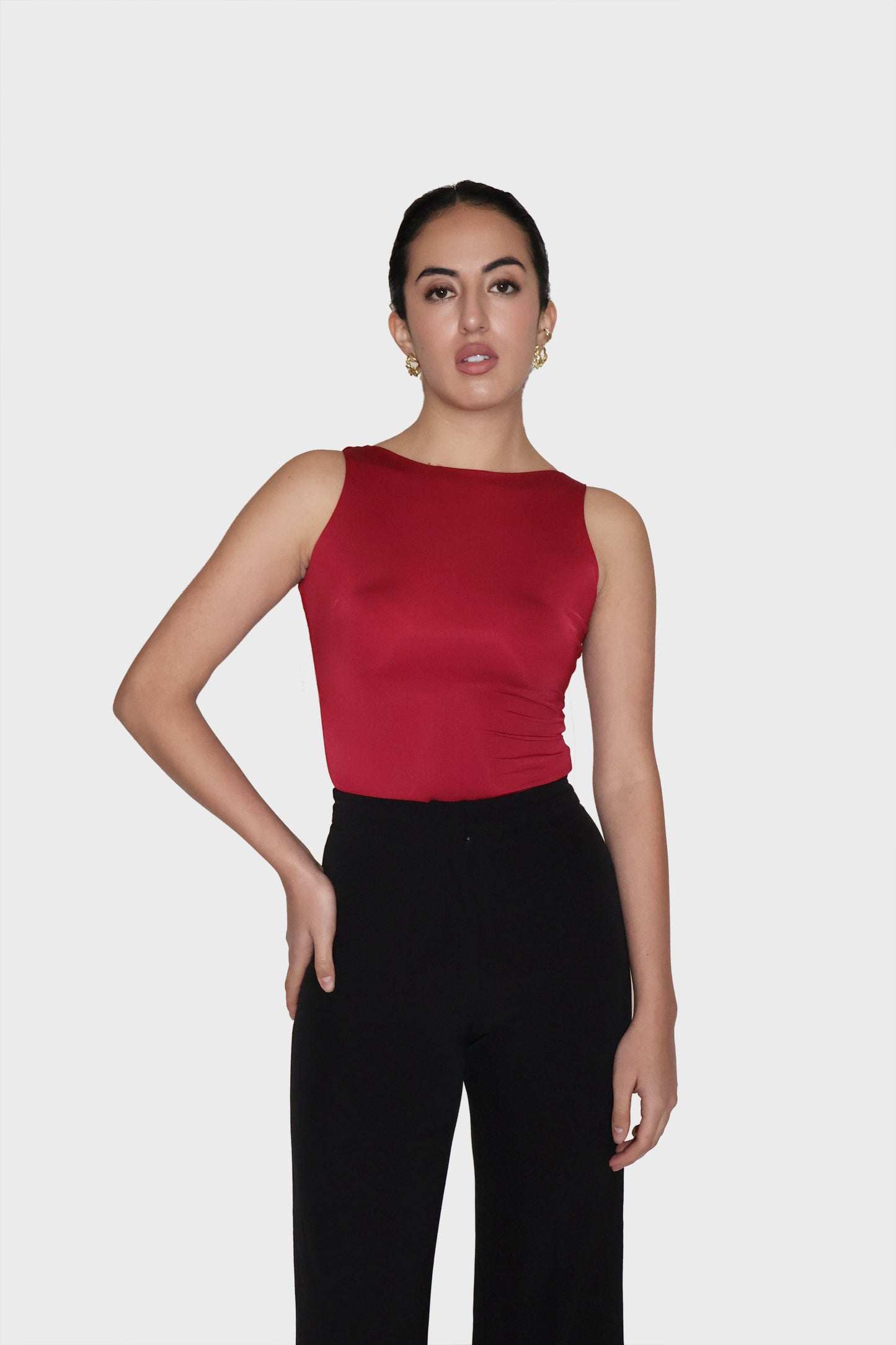 Red Boat Neck Bodysuit - Fern Bodysuit (Cherry)