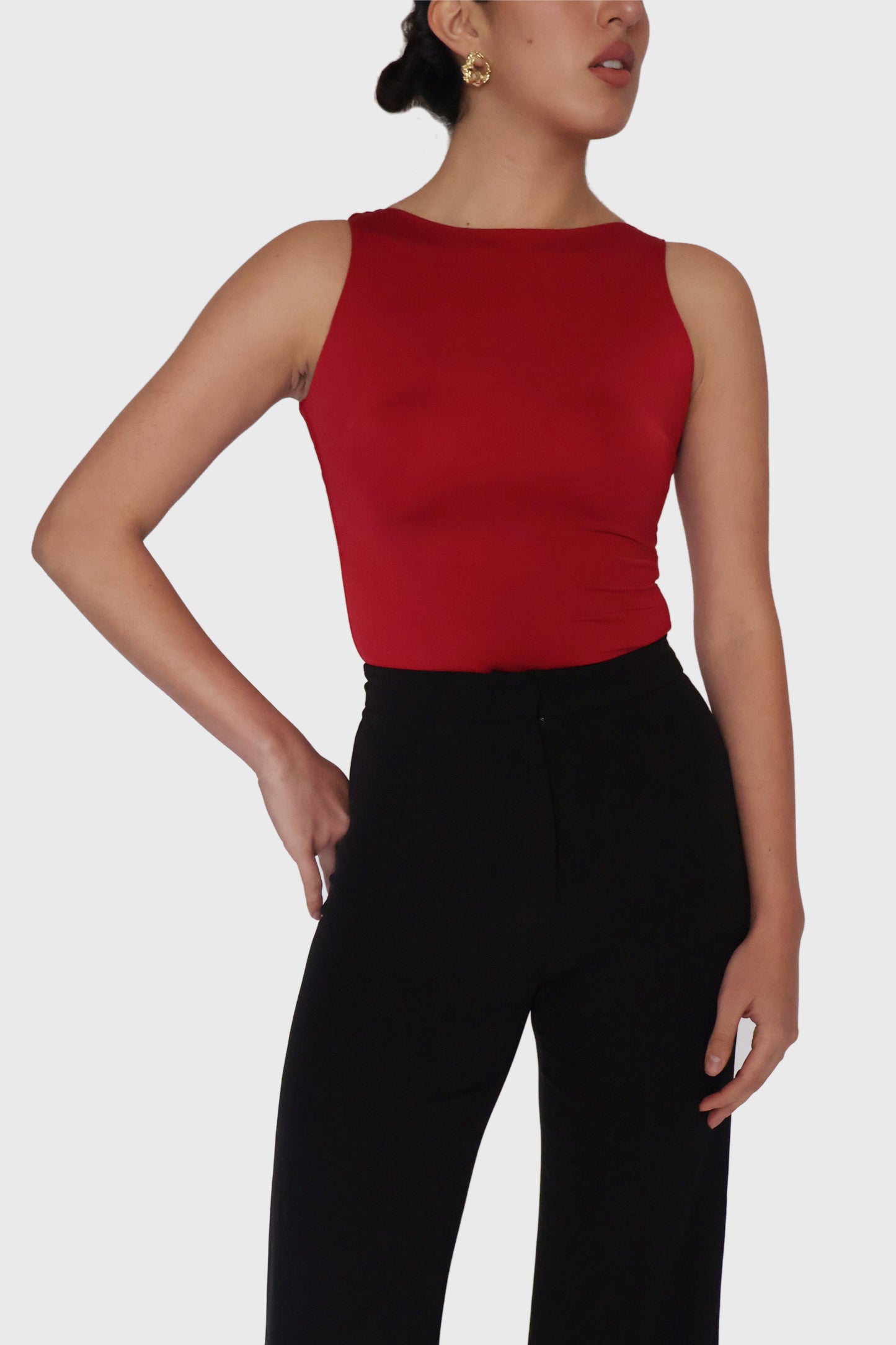 Red Boat Neck Bodysuit - Fern Bodysuit (Cherry)