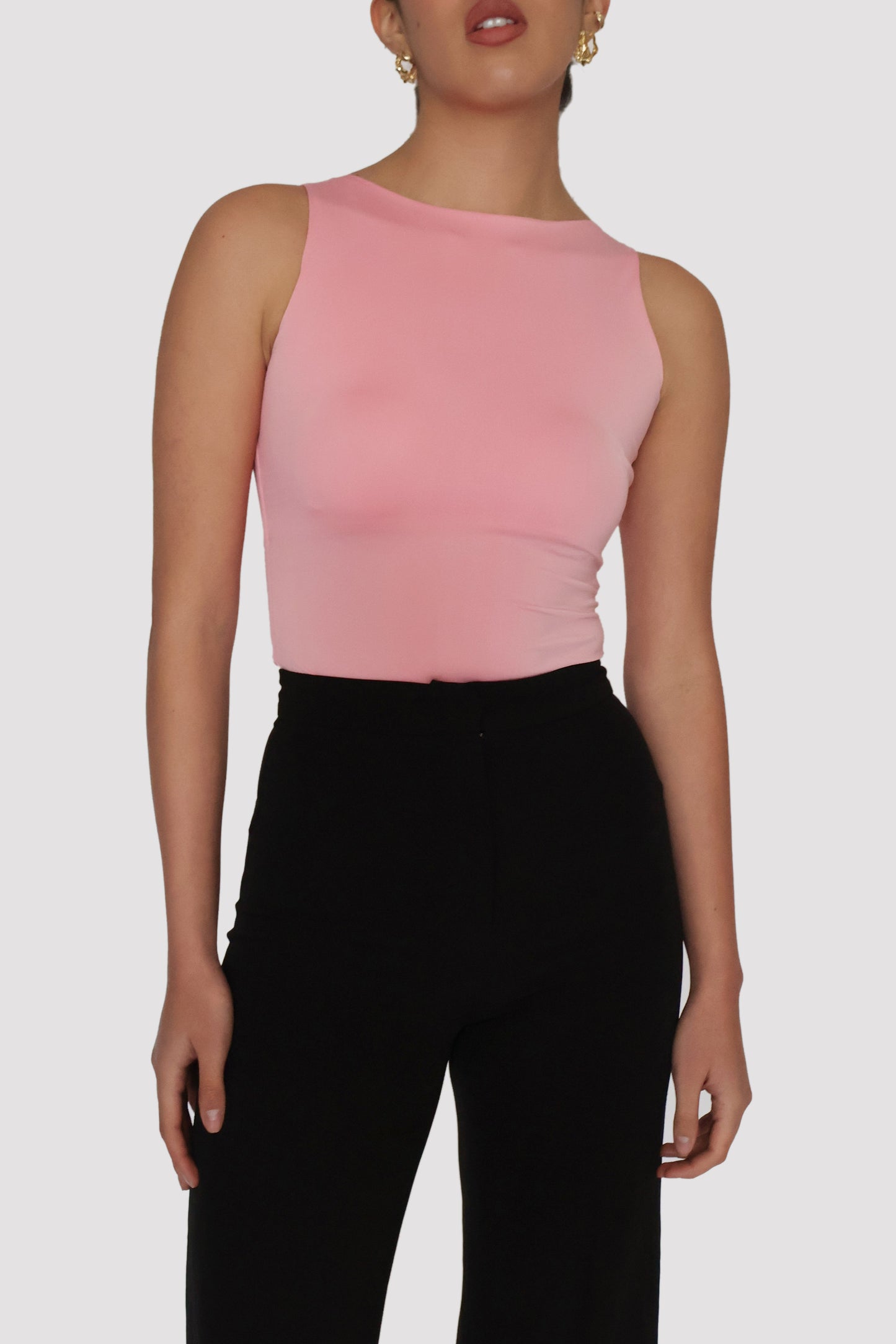 Pink Boat Neck Bodysuit - Fern Bodysuit (Flamingo)