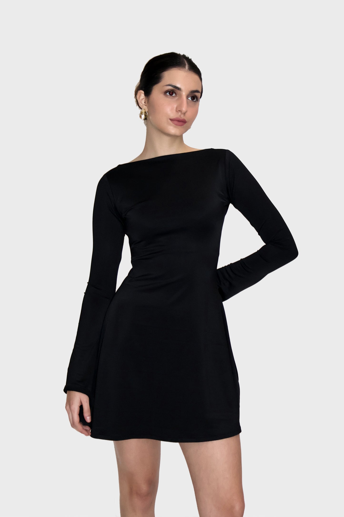 Black Short Flare Dress - Blair Dress (Onyx)