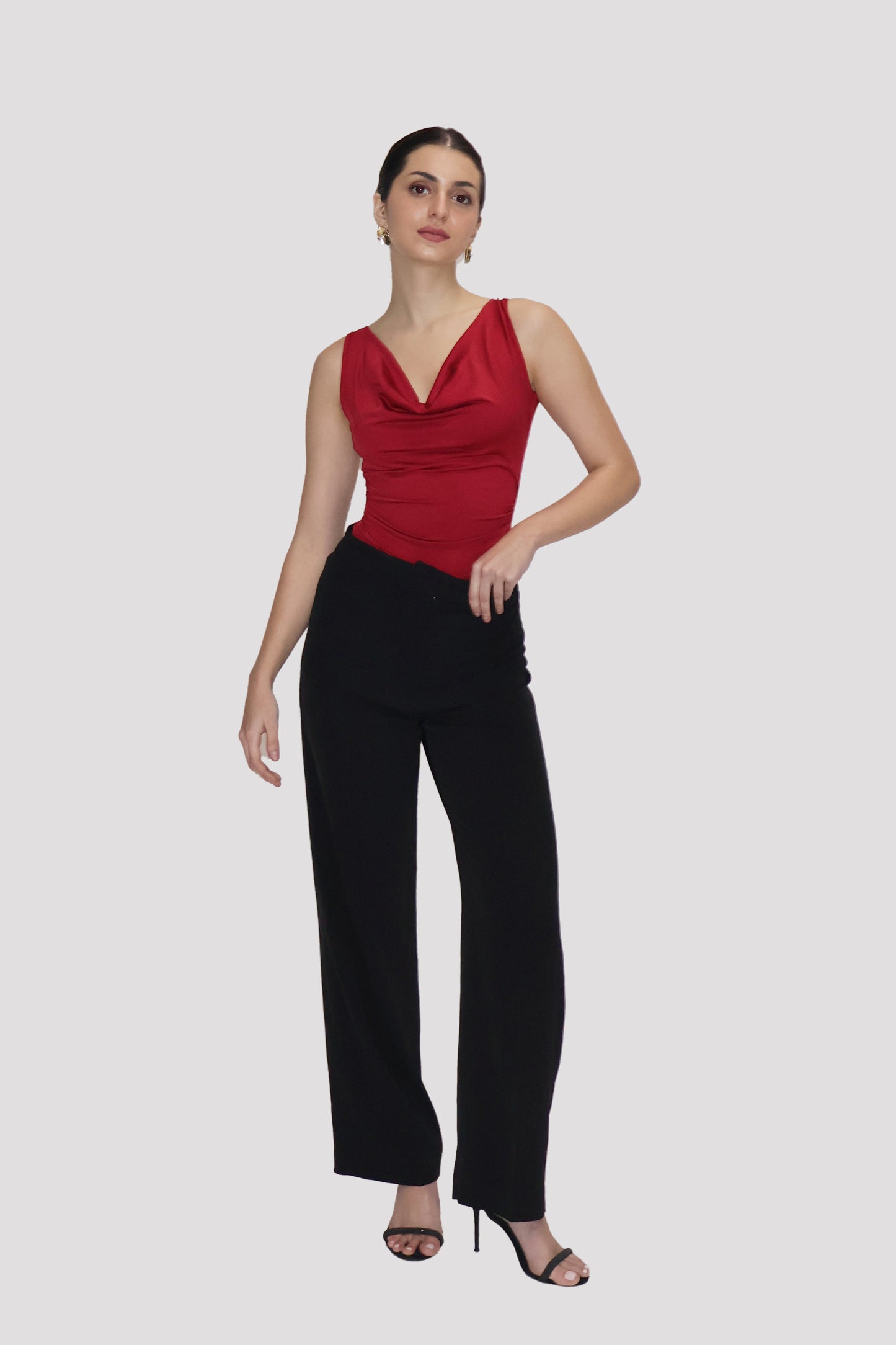 Red Cowl Neck Bodysuit - Prism Bodysuit (Cherry)