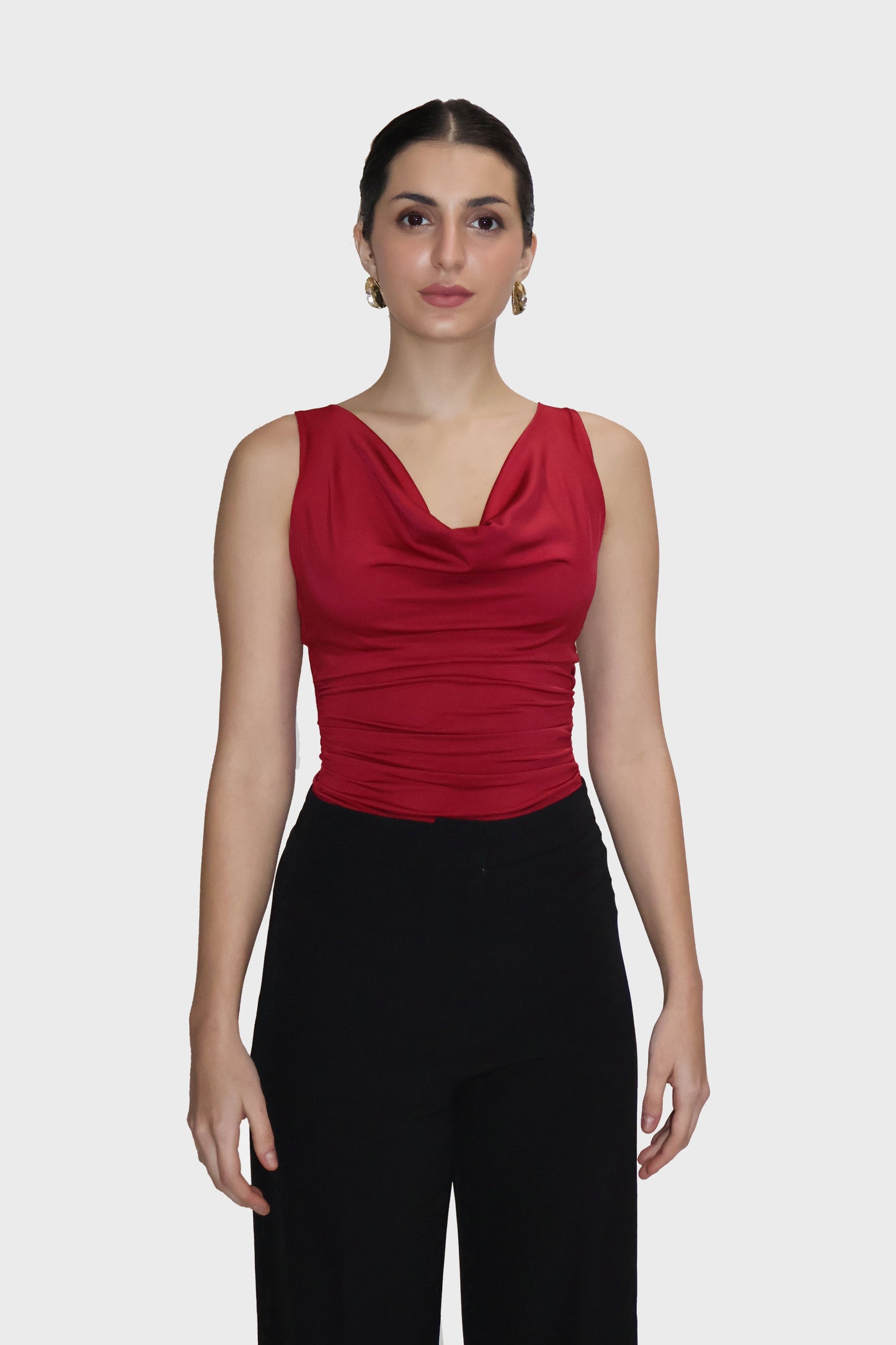 Red Cowl Neck Bodysuit - Prism Bodysuit (Cherry)
