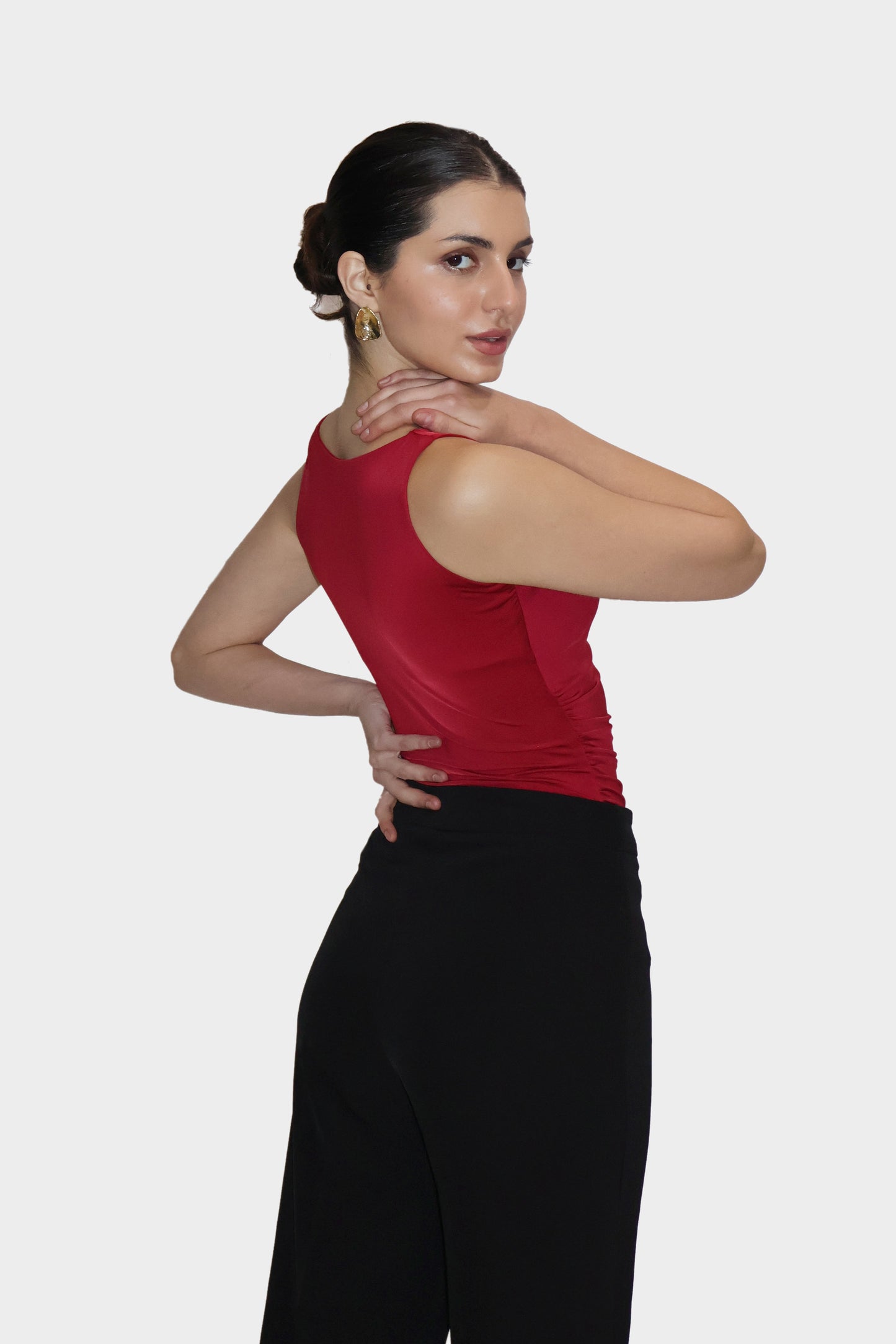 Red Cowl Neck Bodysuit - Prism Bodysuit (Cherry)