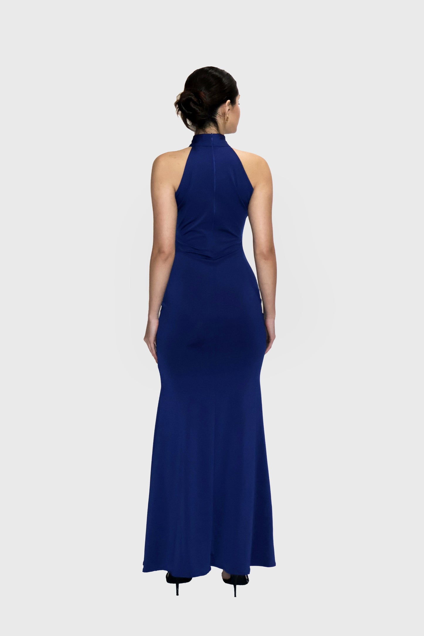Blue Long Halter Neck Maxi Dress - Ether Dress (Navy)