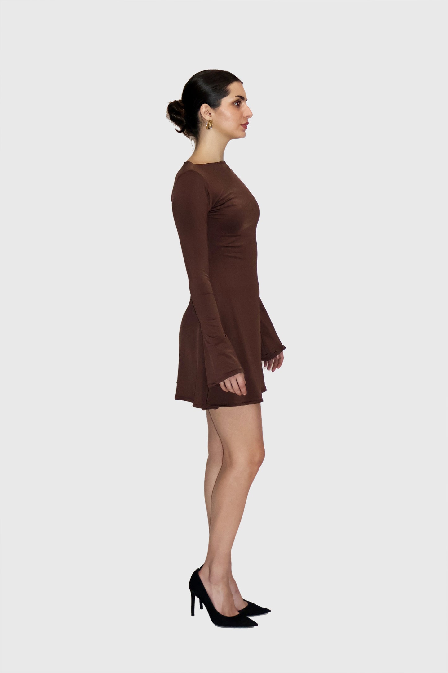 Brown Short Flare Dress - Blair Dress (Coco)