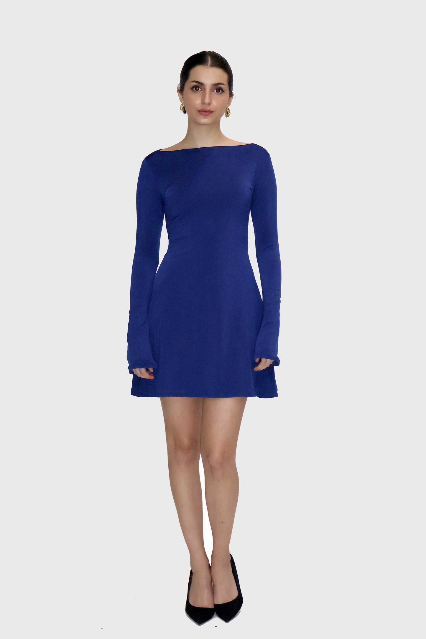 Blue Short Flare Dress - Blair Dress (Navy)