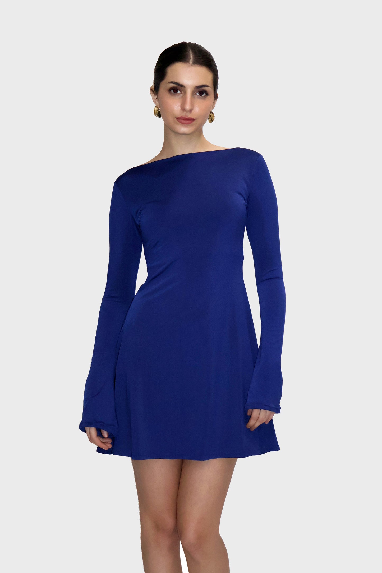Blue Short Flare Dress - Blair Dress (Navy)