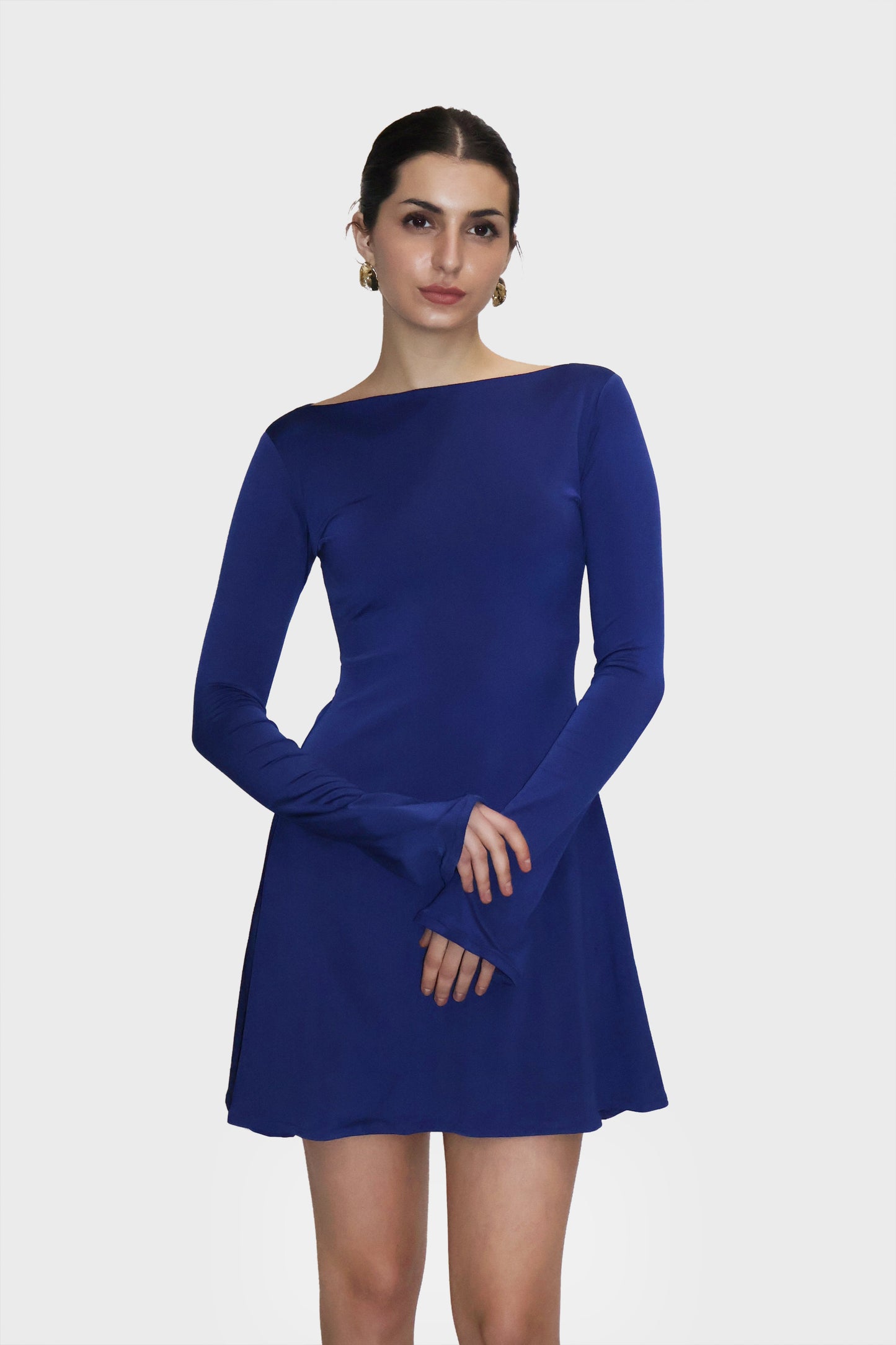 Blue Short Flare Dress - Blair Dress (Navy)