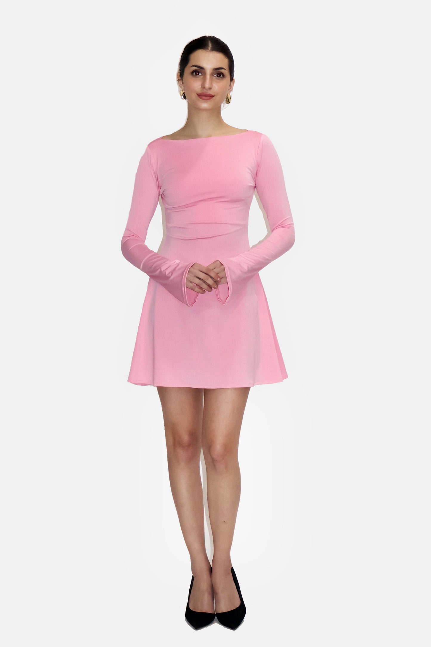 Pink Short Flare Dress - Blair Dress (Flamingo)