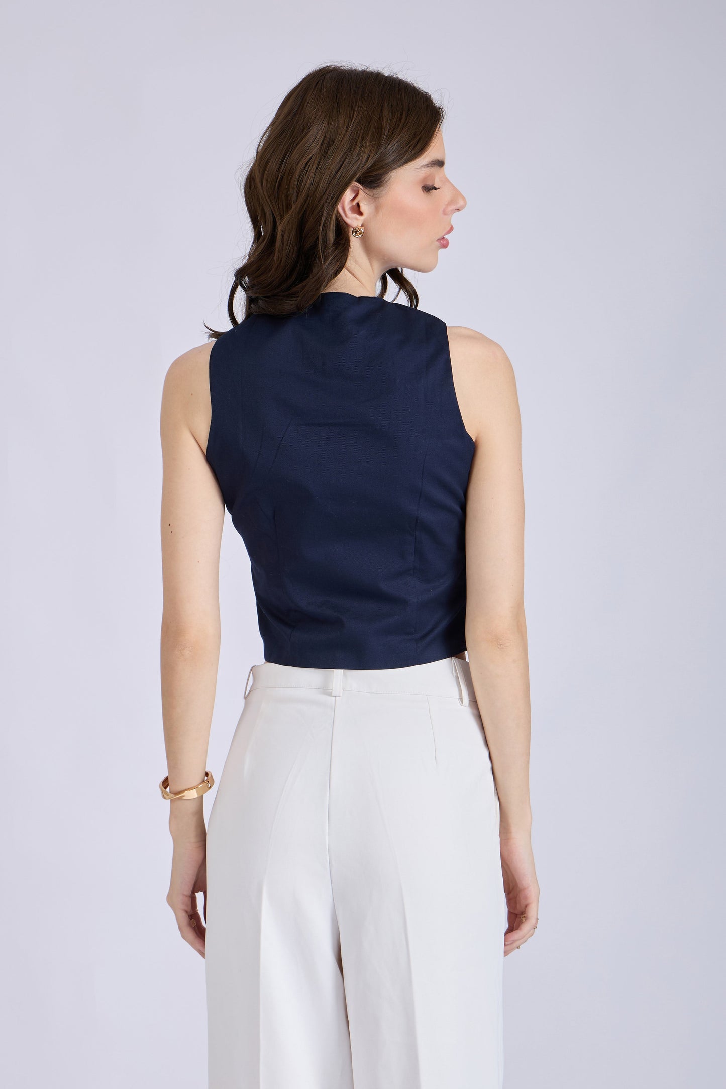 Navy Asymmetrical Waistcoat – CLAY
