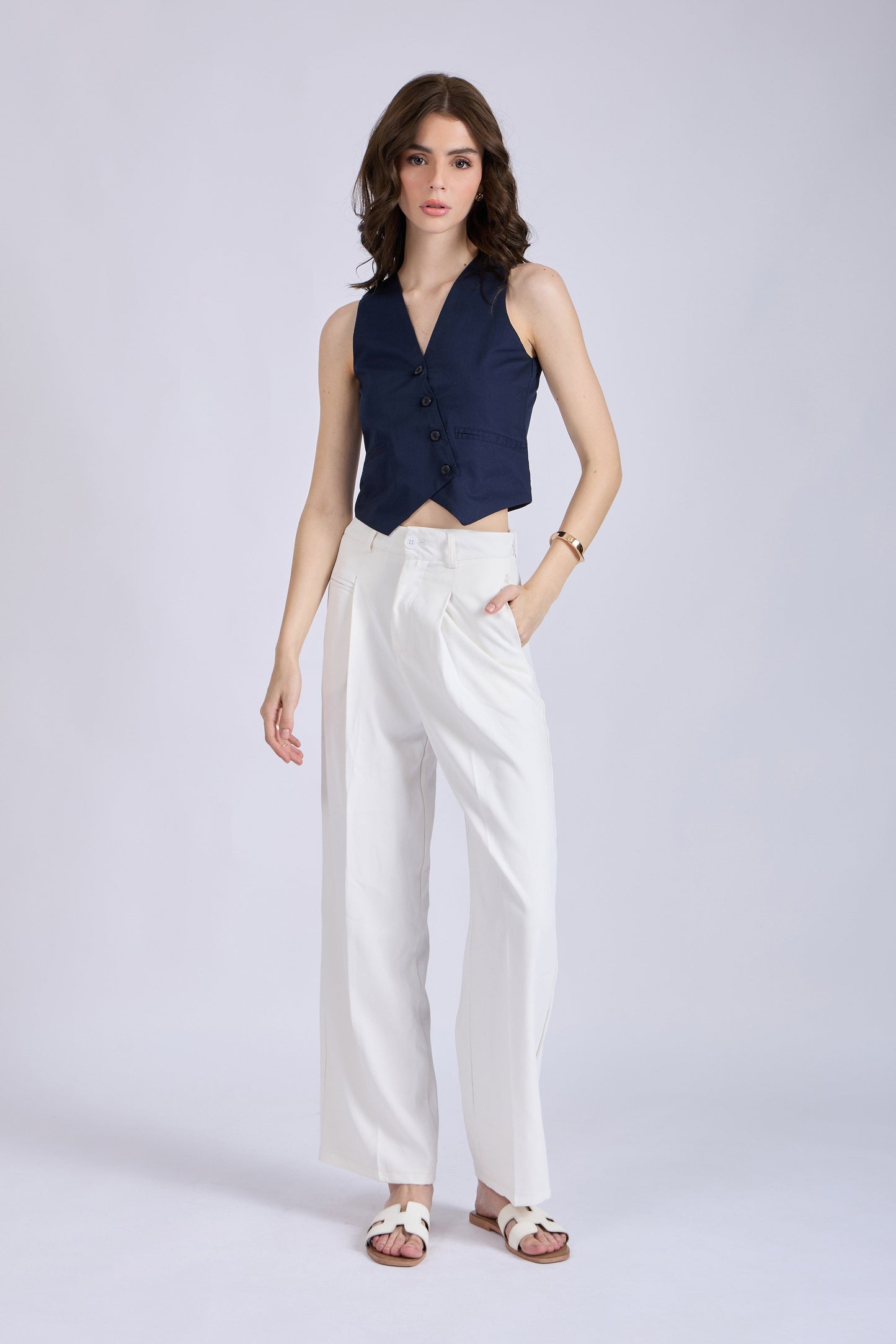 Navy Asymmetrical Waistcoat – CLAY