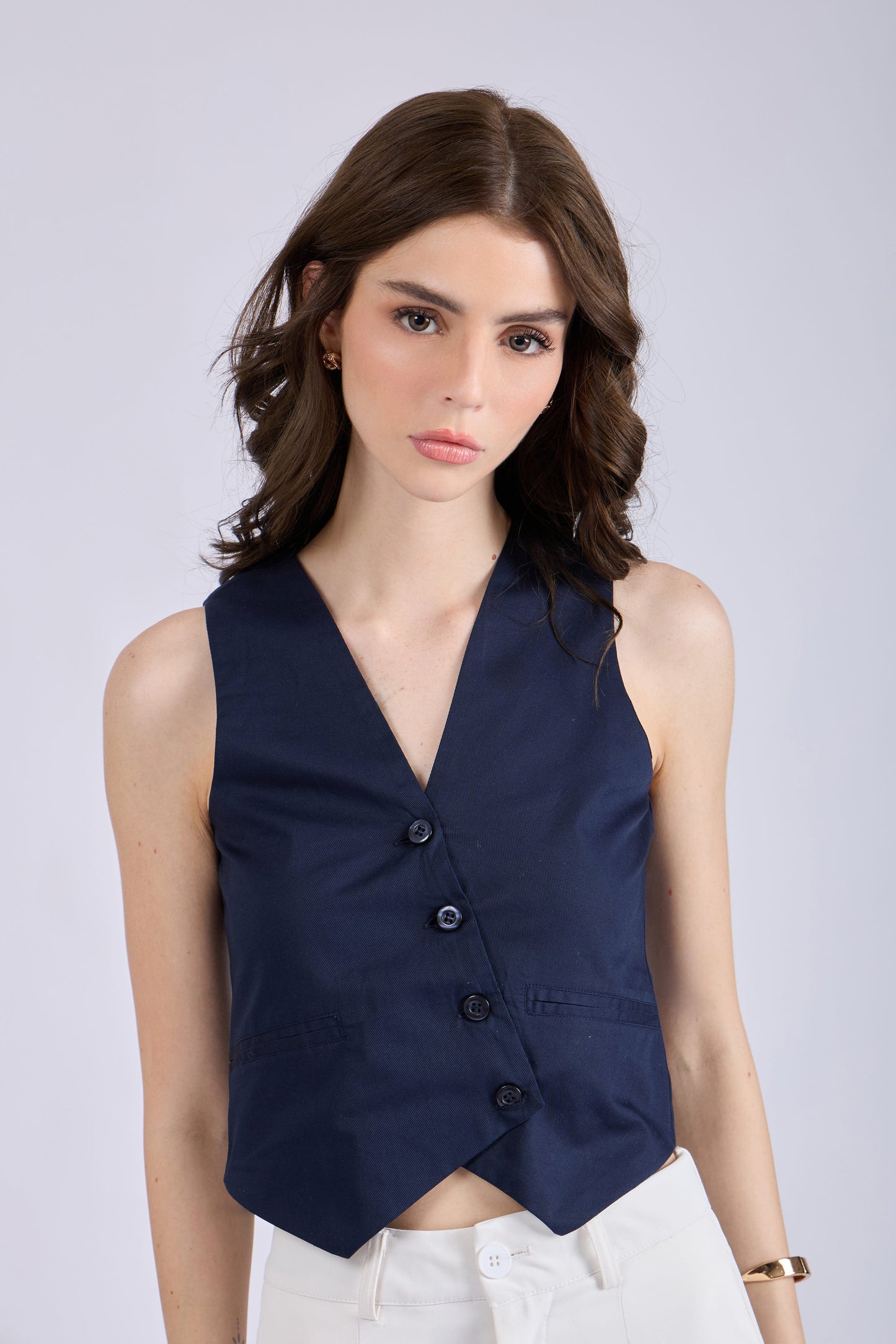 Navy Asymmetrical Waistcoat – CLAY