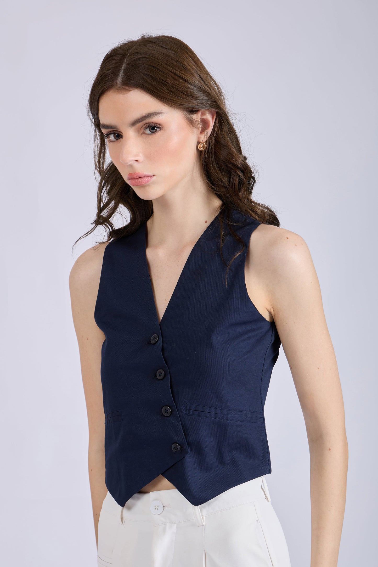 Navy Asymmetrical Waistcoat – CLAY