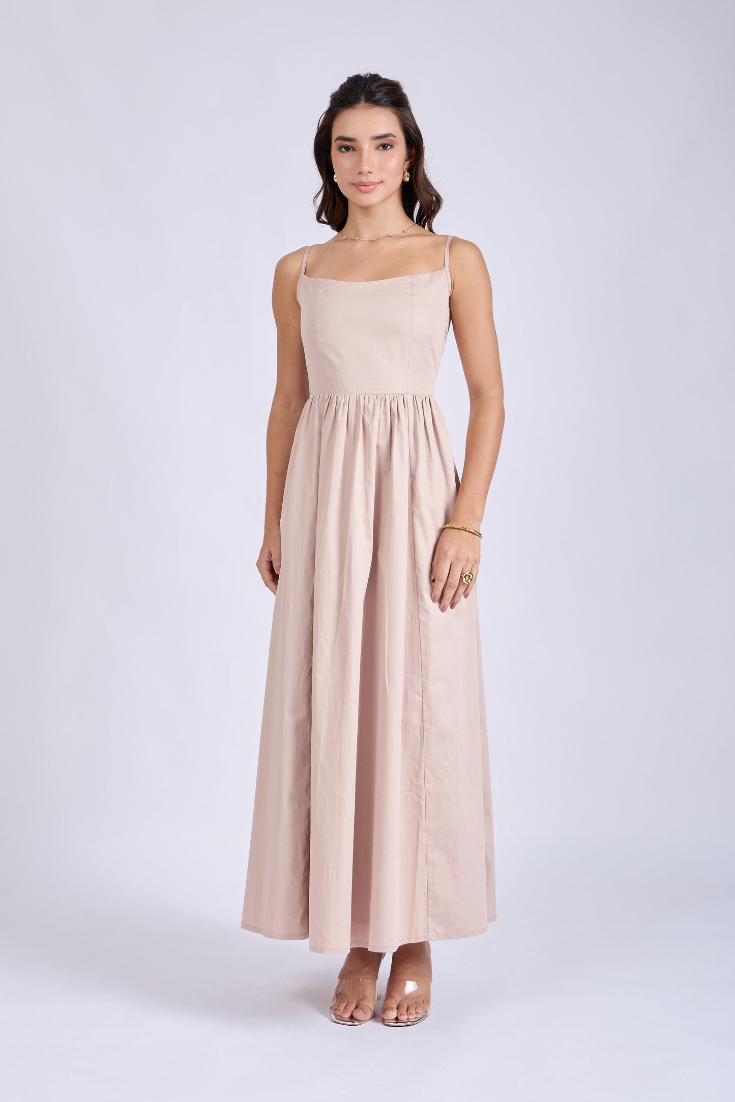 Sand Strappy Flare Dress – ZIA