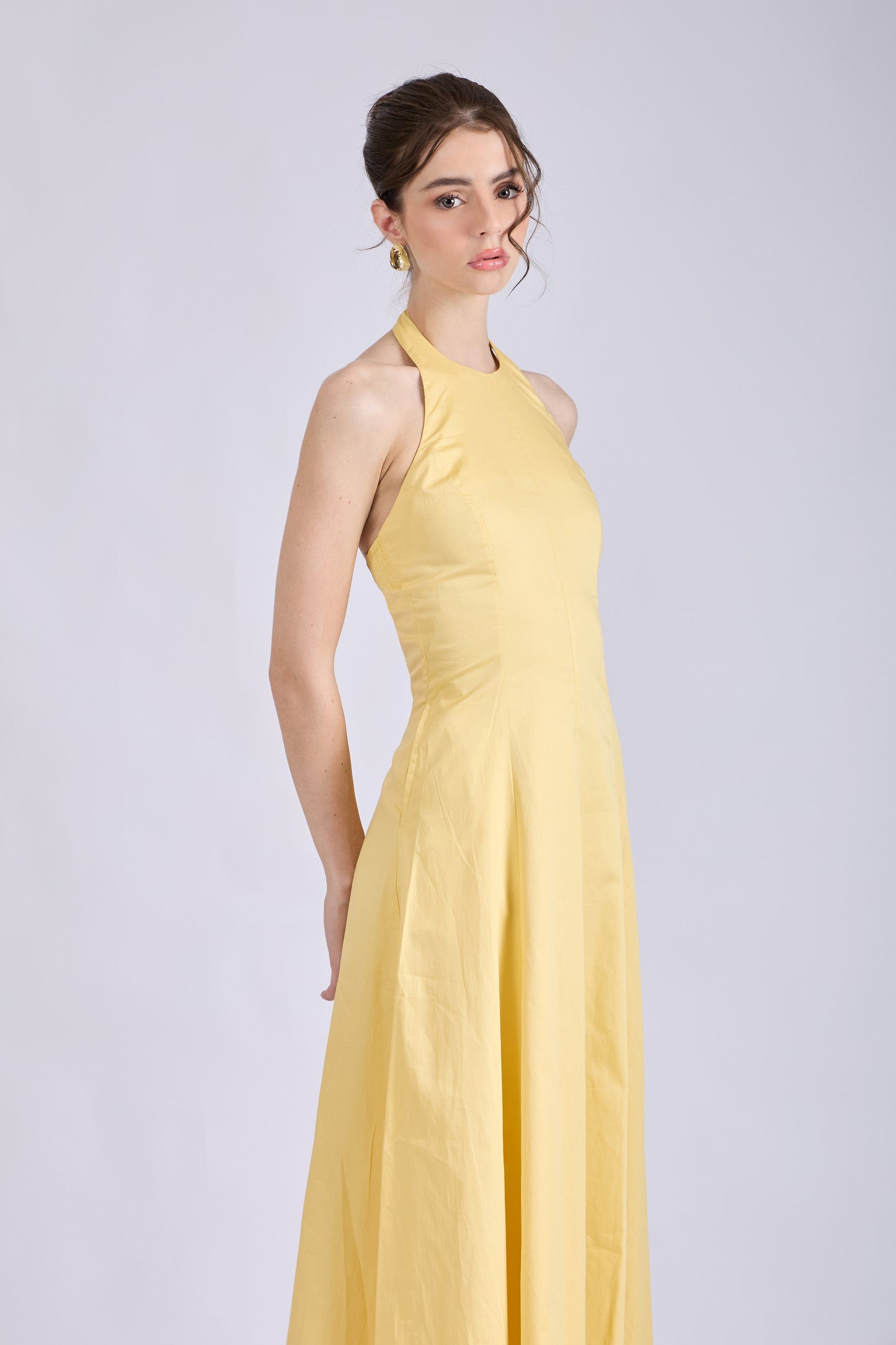 Butter Yellow Halter Neck Dress – LILY